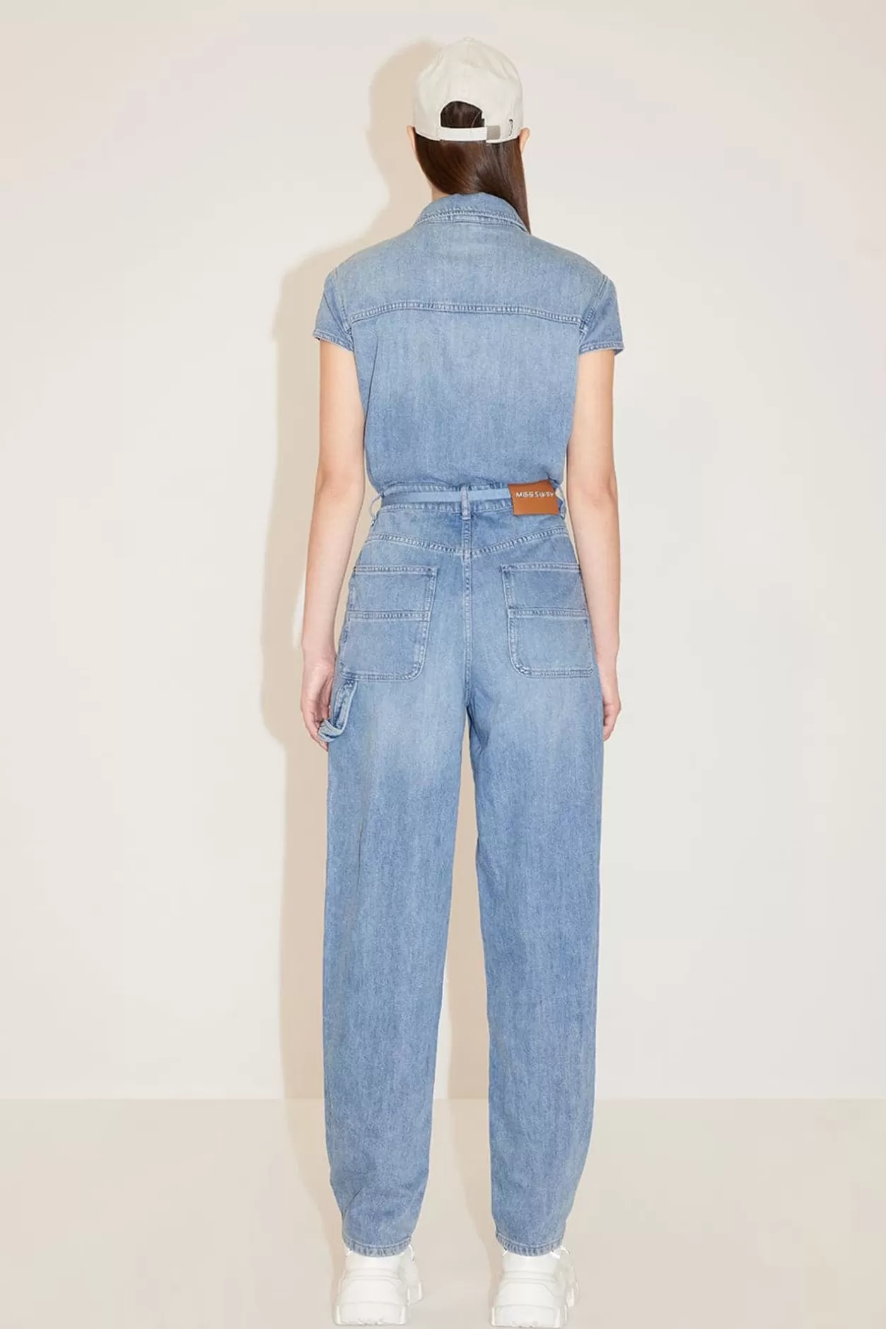 Miss Sixty Acetate Denim Jumpsuit Light Blue Best Sale