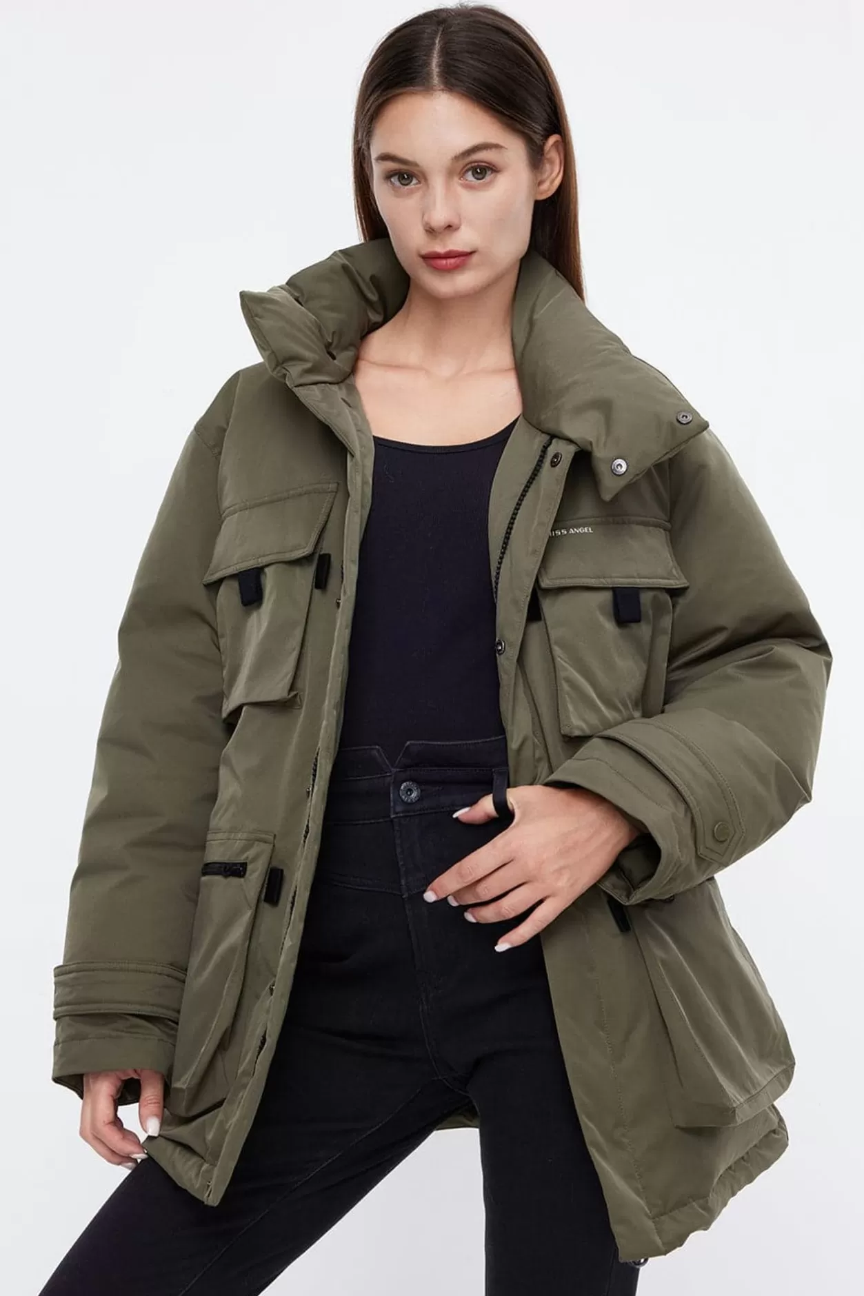 Miss Sixty Angel Collection Warm Cargo Down Jacket Army Green Sale