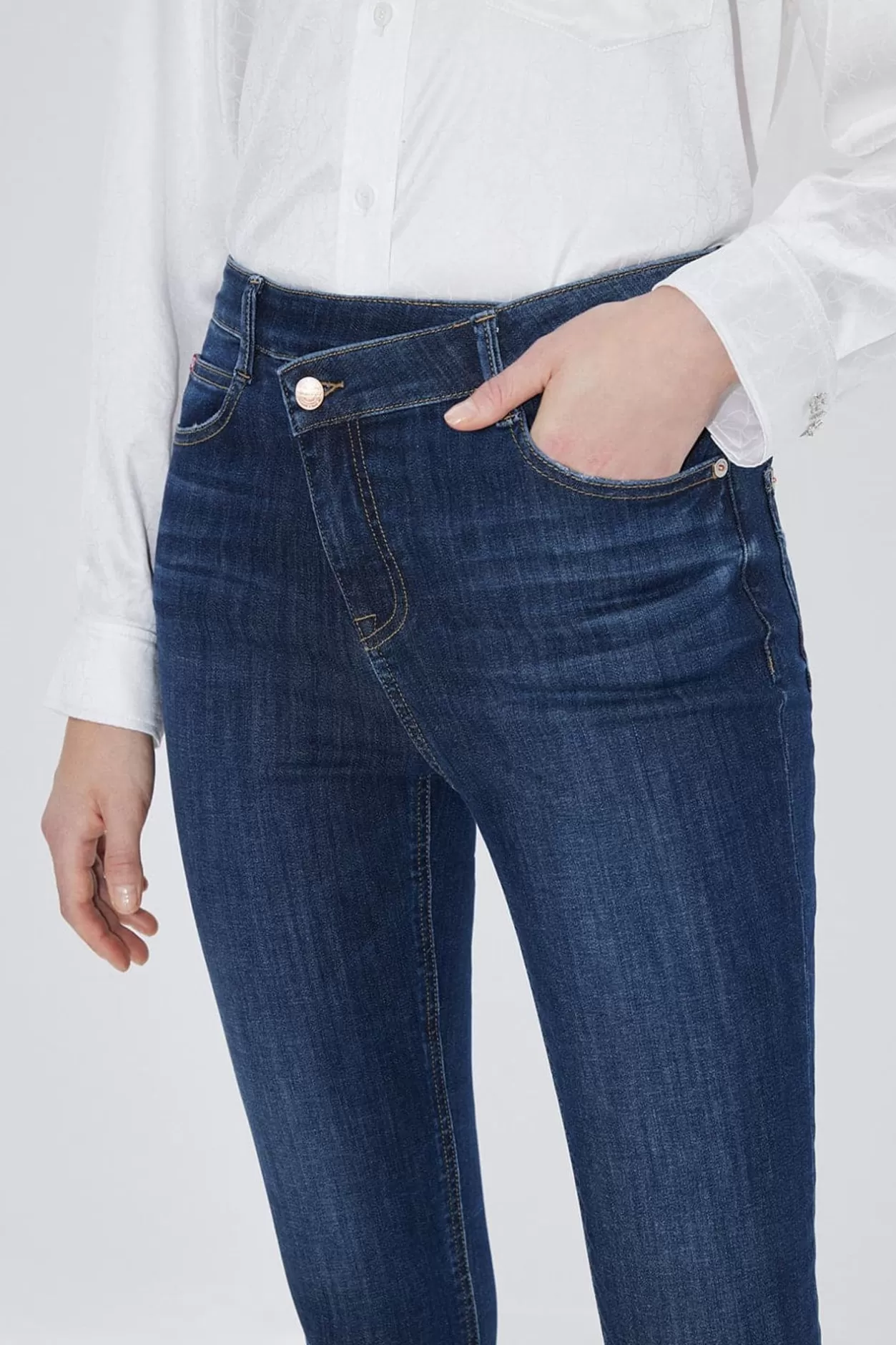 Miss Sixty Asymmetrical Waist Super Skinny Jeans Middle Blue Outlet