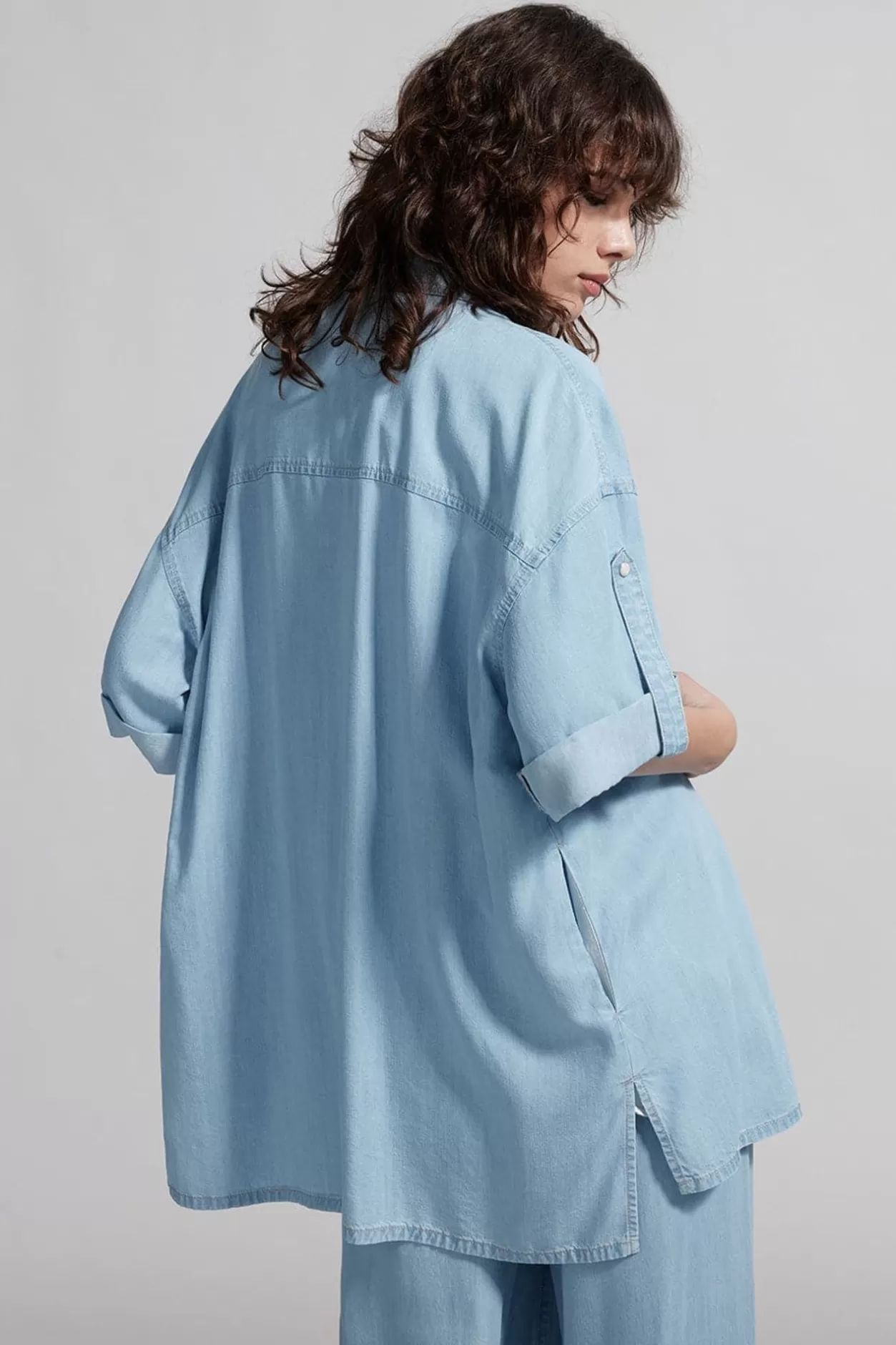 Miss Sixty Baby Blue Denim Shirt With Tencel Light Blue Best