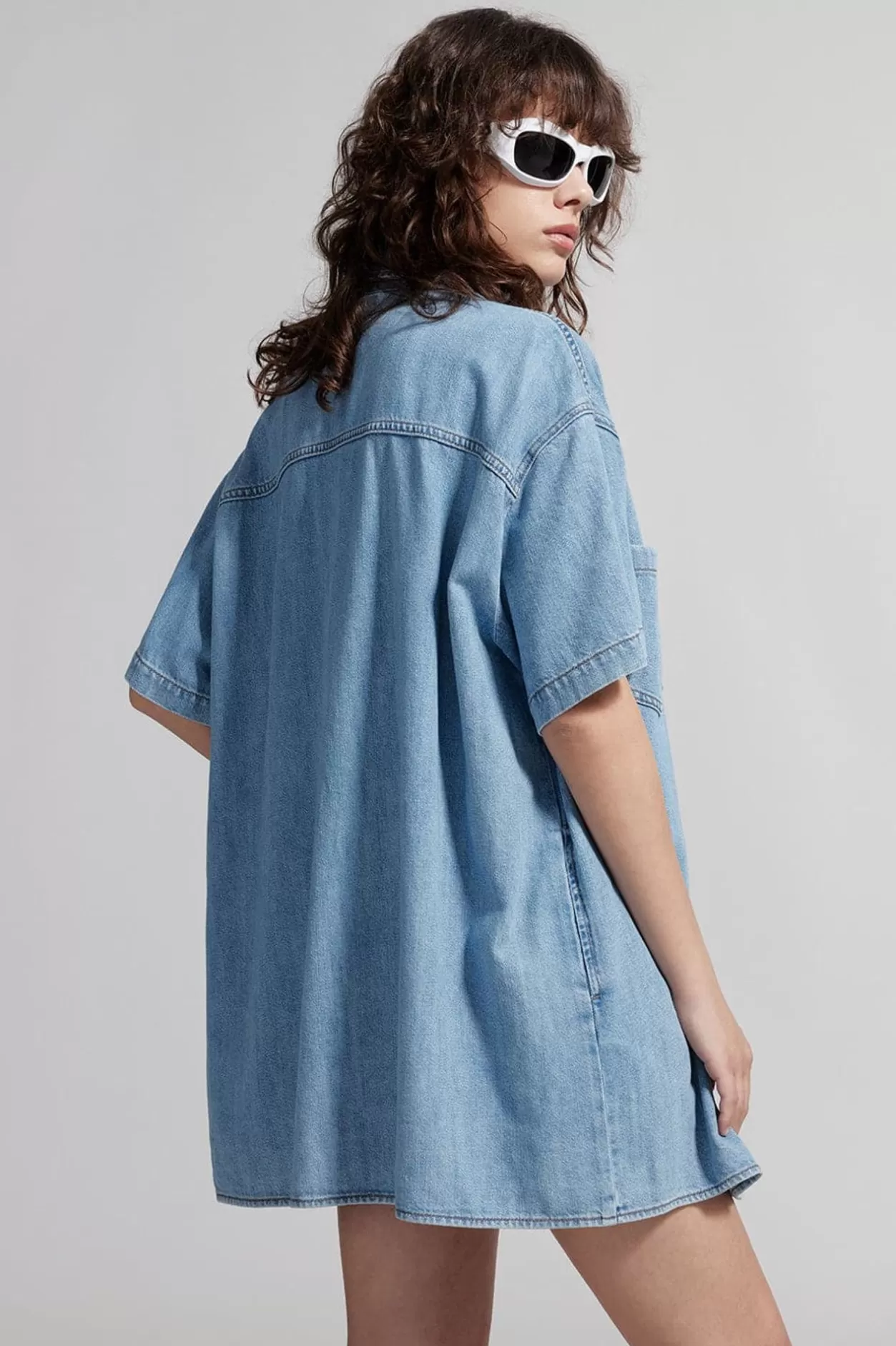 Miss Sixty Baby Blue Denim Shirt With Tencel Light Blue Clearance