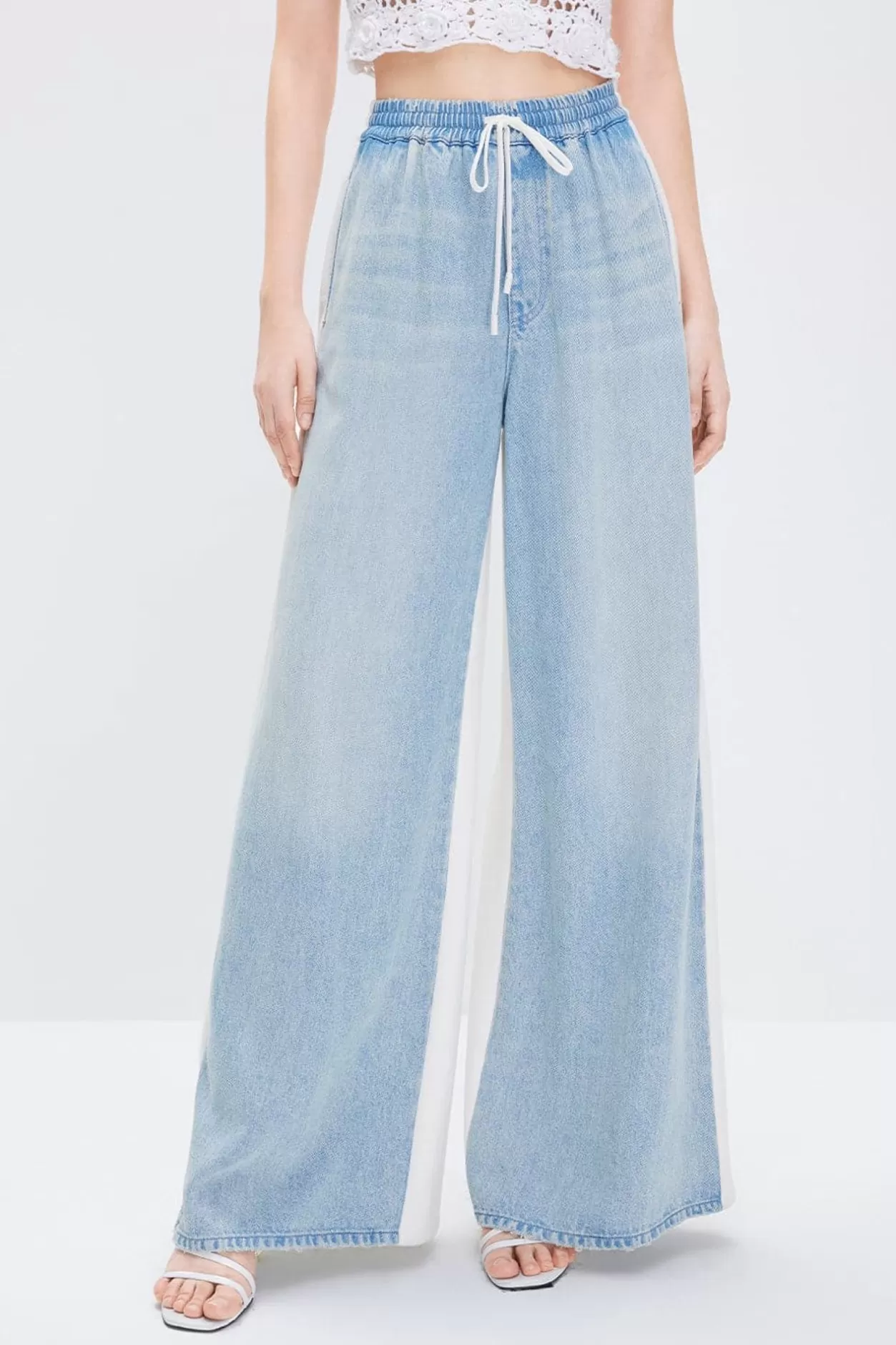 Miss Sixty Baggy Draped Wide-Leg Jeans With Tencel Light Blue Outlet