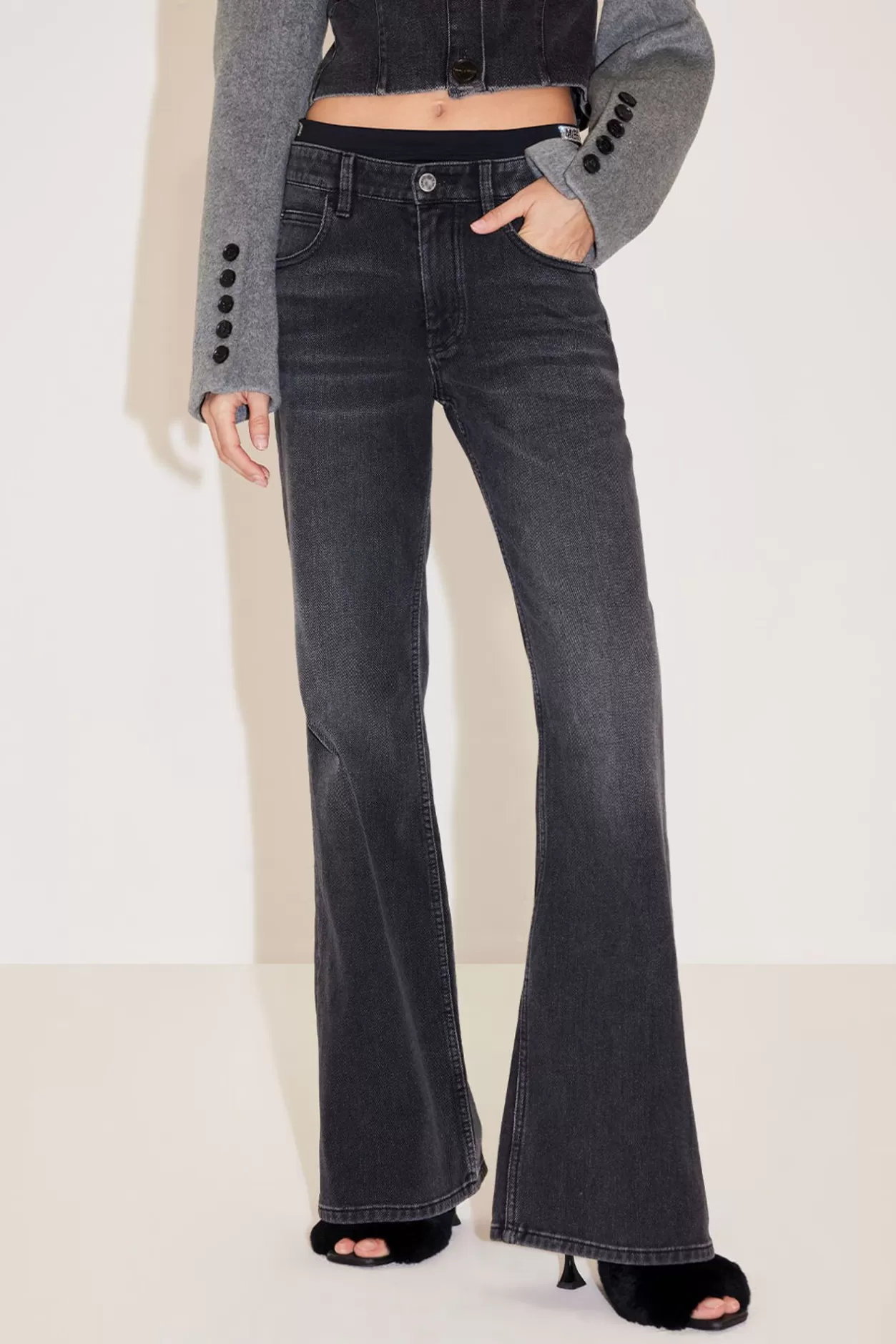 Miss Sixty Black And Gray Double - Waisted Jeans Black Fog Online