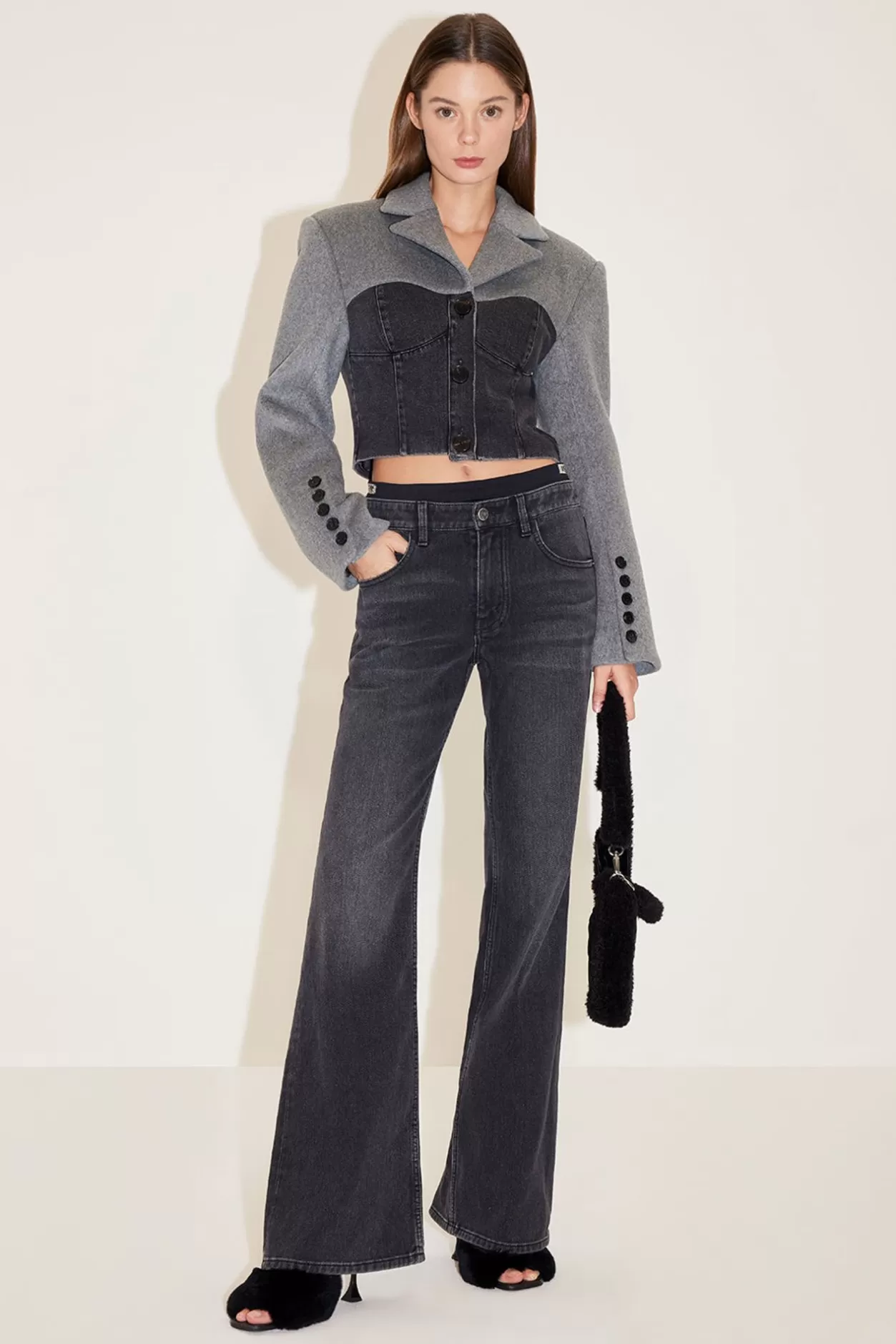 Miss Sixty Black And Gray Double - Waisted Jeans Black Fog Online