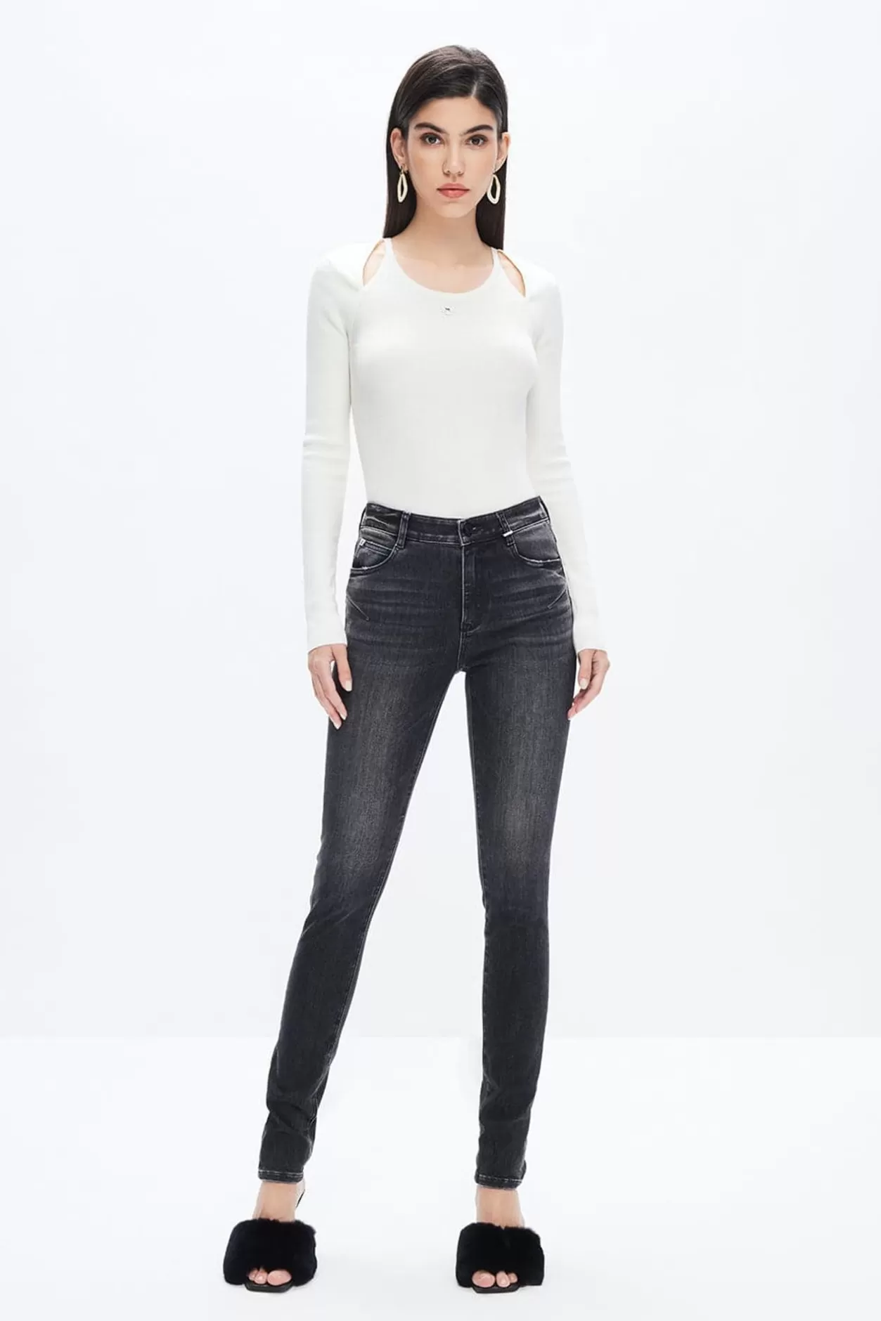 Miss Sixty Black And Gray Skinny Jeans Black Fog Clearance