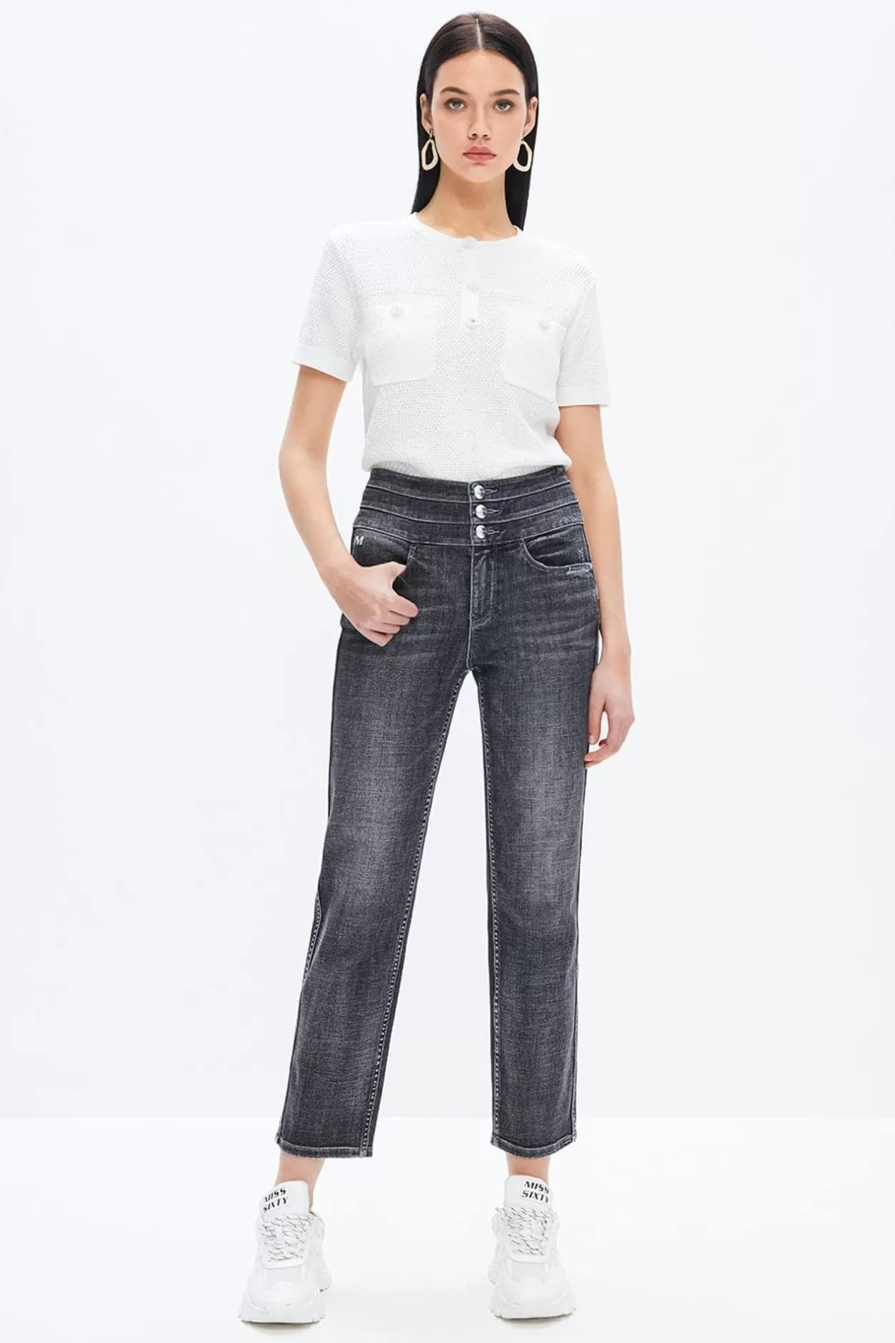 Miss Sixty Black And Gray Straight Fit Jeans Black Fog Outlet