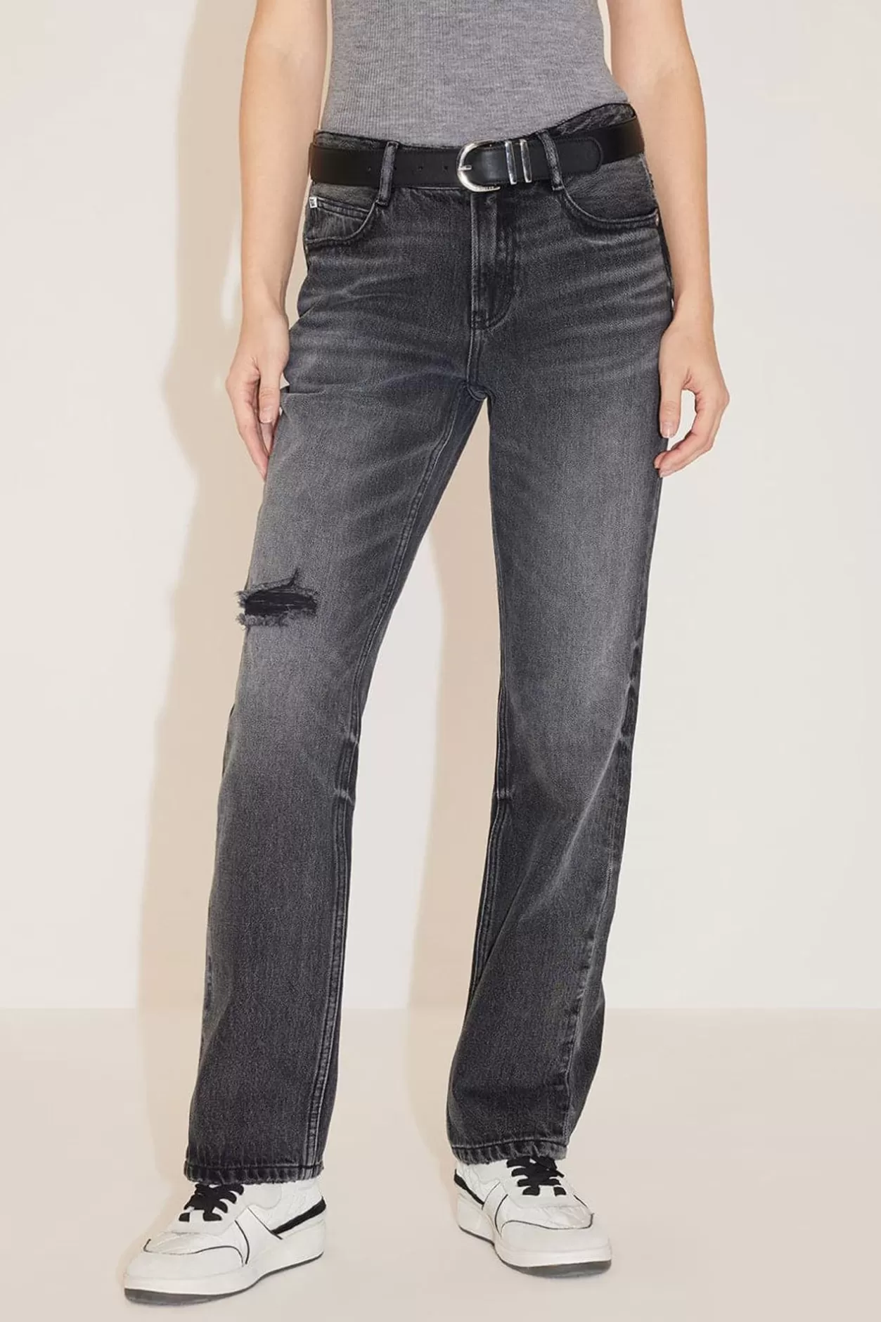 Miss Sixty Black And Grey Ripped Straight Fit Jeans Black Fog Shop