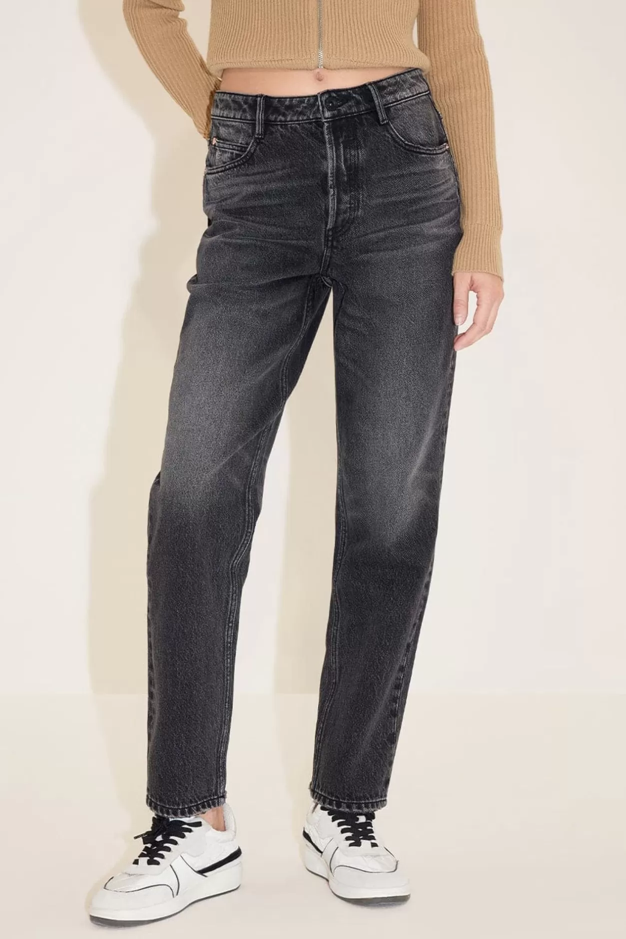 Miss Sixty Black And Grey Straight Fit Jeans With Buttons Black Fog Shop