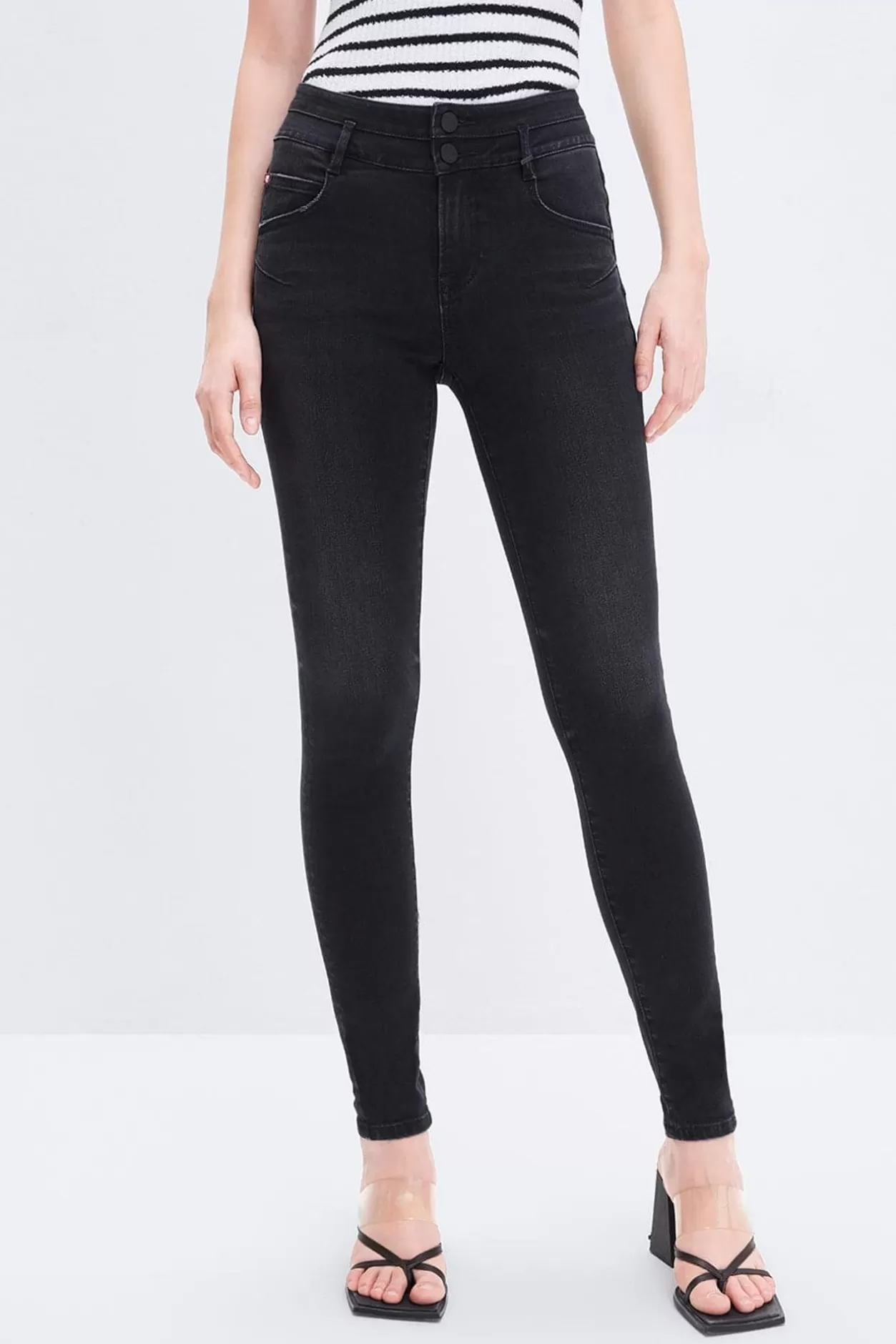 Miss Sixty Black Stretchy Skinny Jeans With Modal Cotton Blend Black Fog Cheap