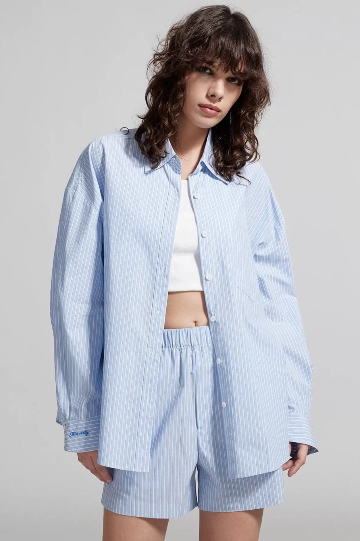 Miss Sixty Blue And White Striped Shirt Blue/White Clearance