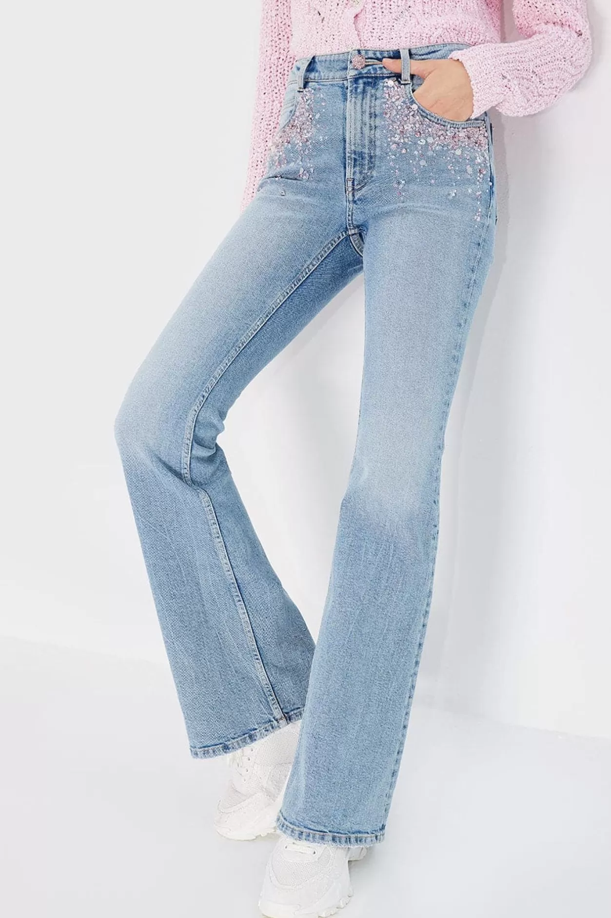 Miss Sixty Bootcut Jeans With Sequin Embellishment Light Blue Shop