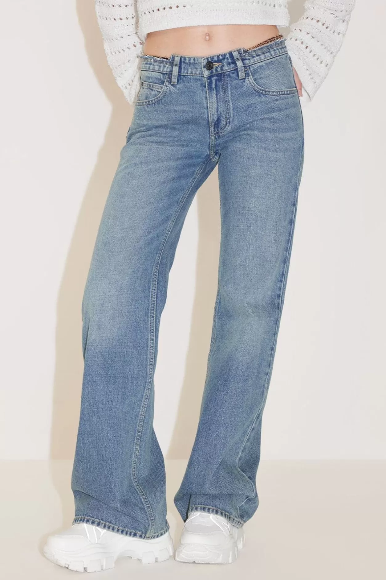 Miss Sixty Bootcut Jeans With Waist Chain Middle Blue Online