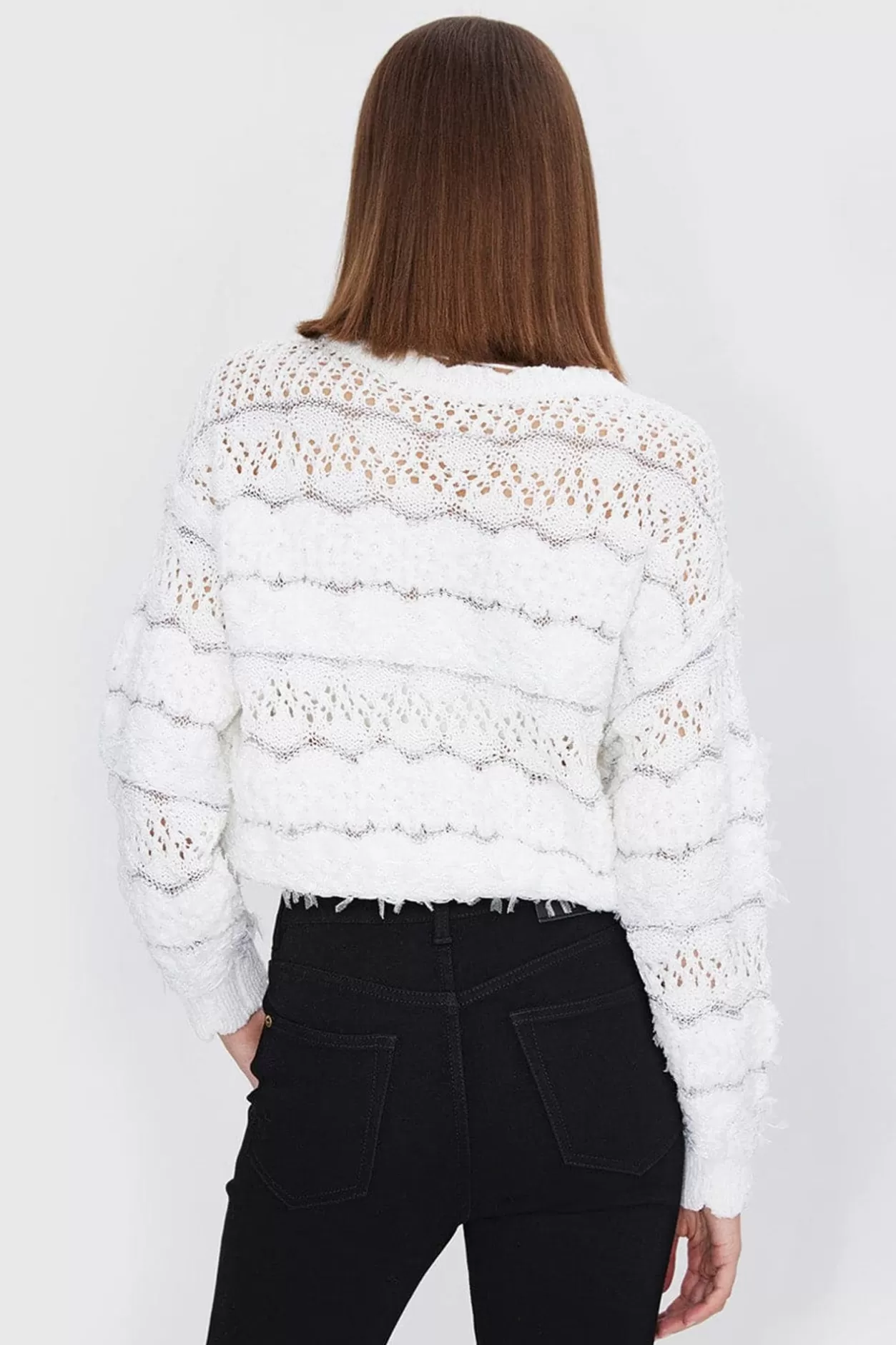 Miss Sixty Bright Silk Hollow Wool Knitted Shirt White Hot