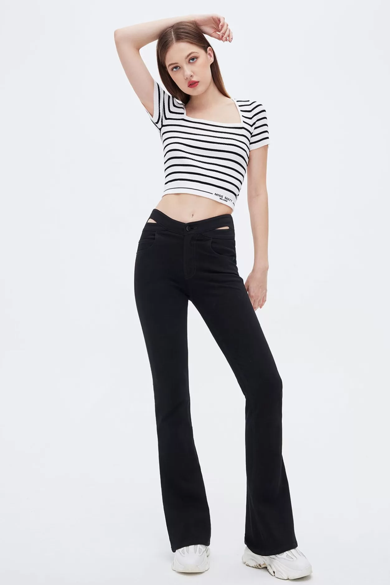 Miss Sixty Butterfly Shape Hollow Waist Flared Jeans Black Best