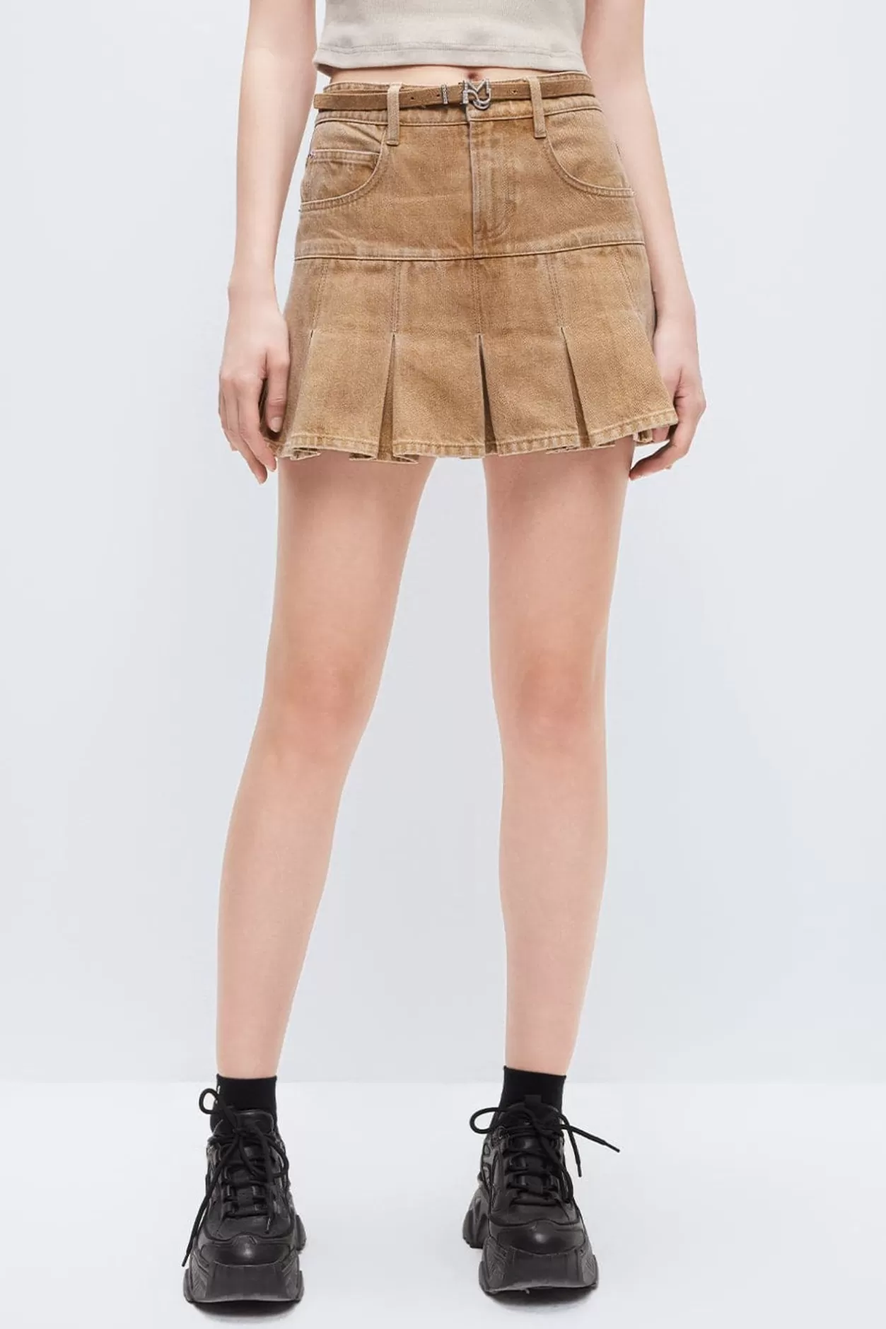 Miss Sixty Cargo Style Denim Skirt Khaki Best Sale