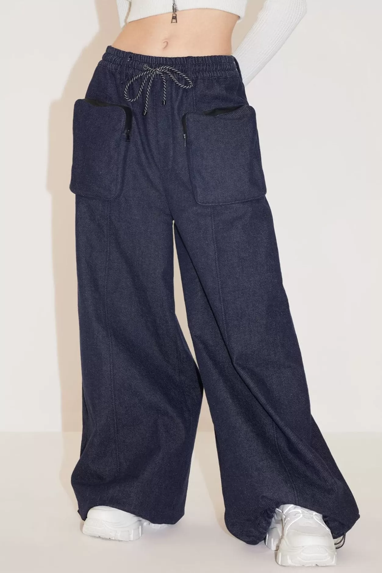 Miss Sixty Cargo Style Wide Leg Jeans With Pockets Black Blue Online