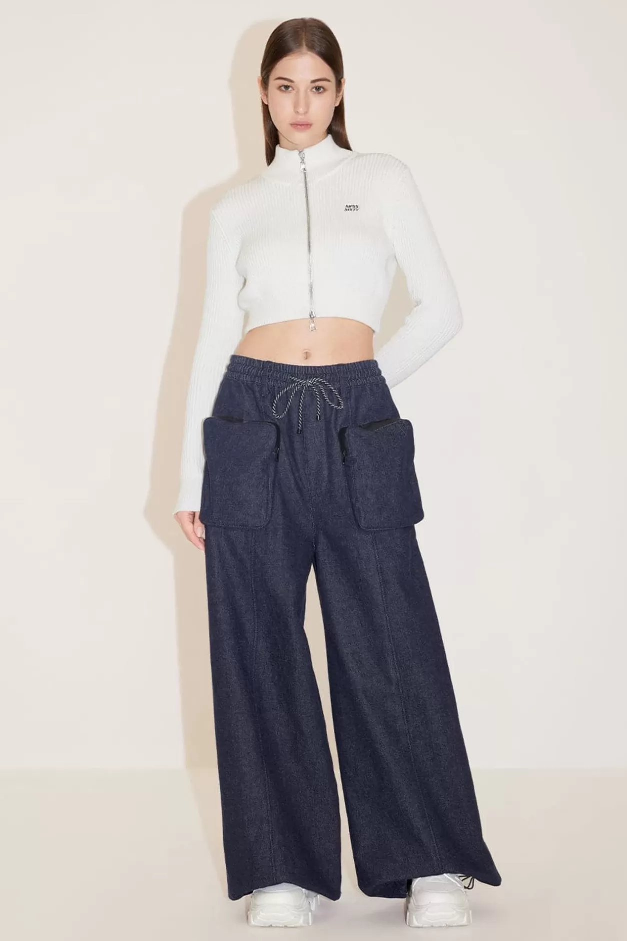 Miss Sixty Cargo Style Wide Leg Jeans With Pockets Black Blue Online