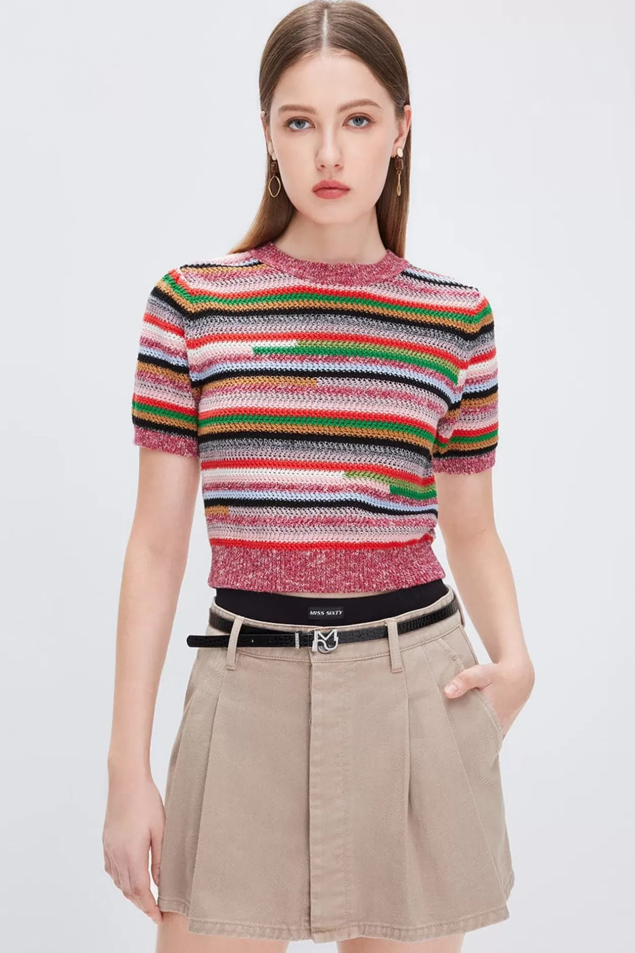 Miss Sixty Colour Striped Panel Sweatshirt Multicolour Fashion