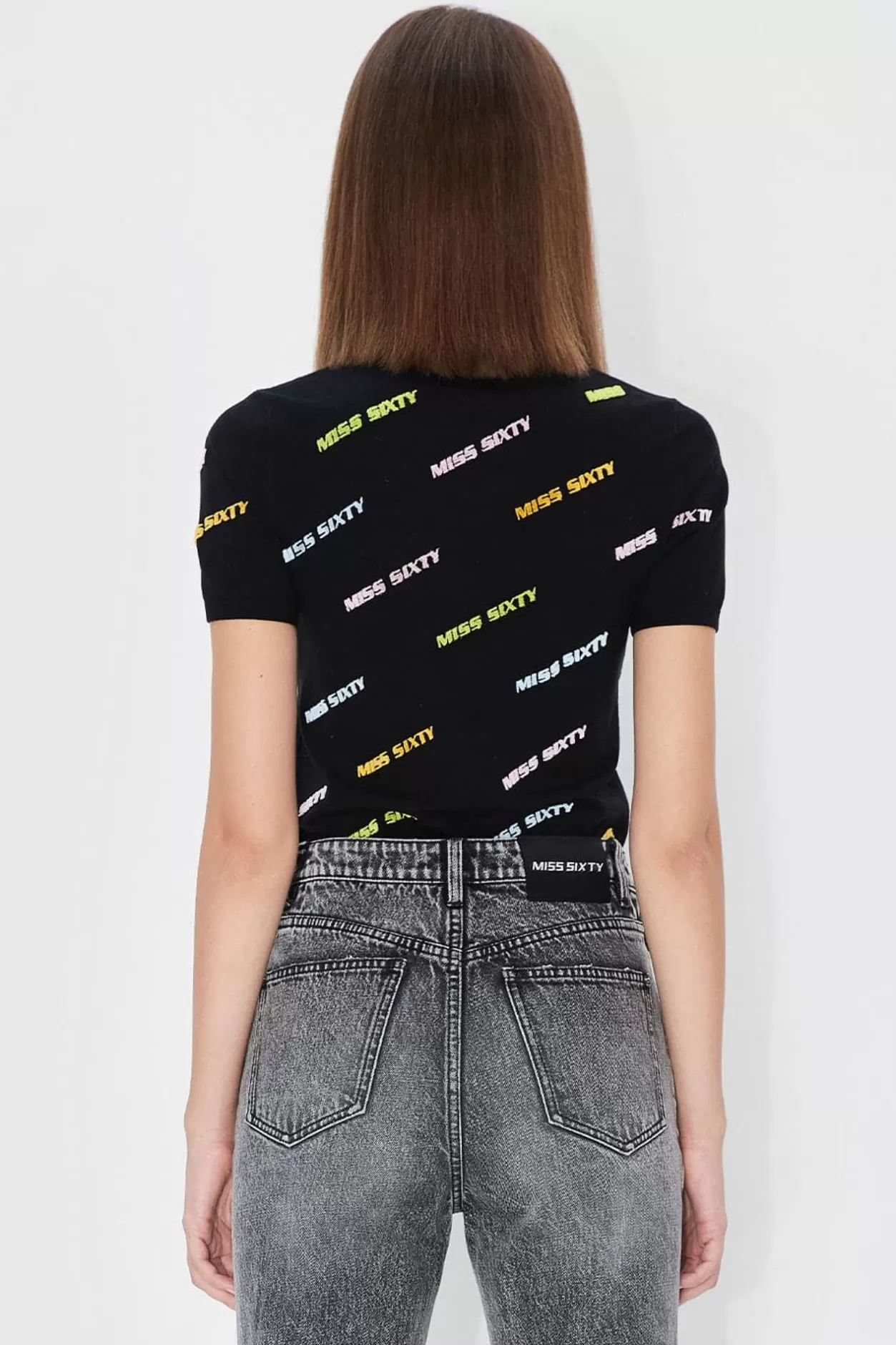 Miss Sixty Colourful Embroidered T-Shirt Black Flash Sale