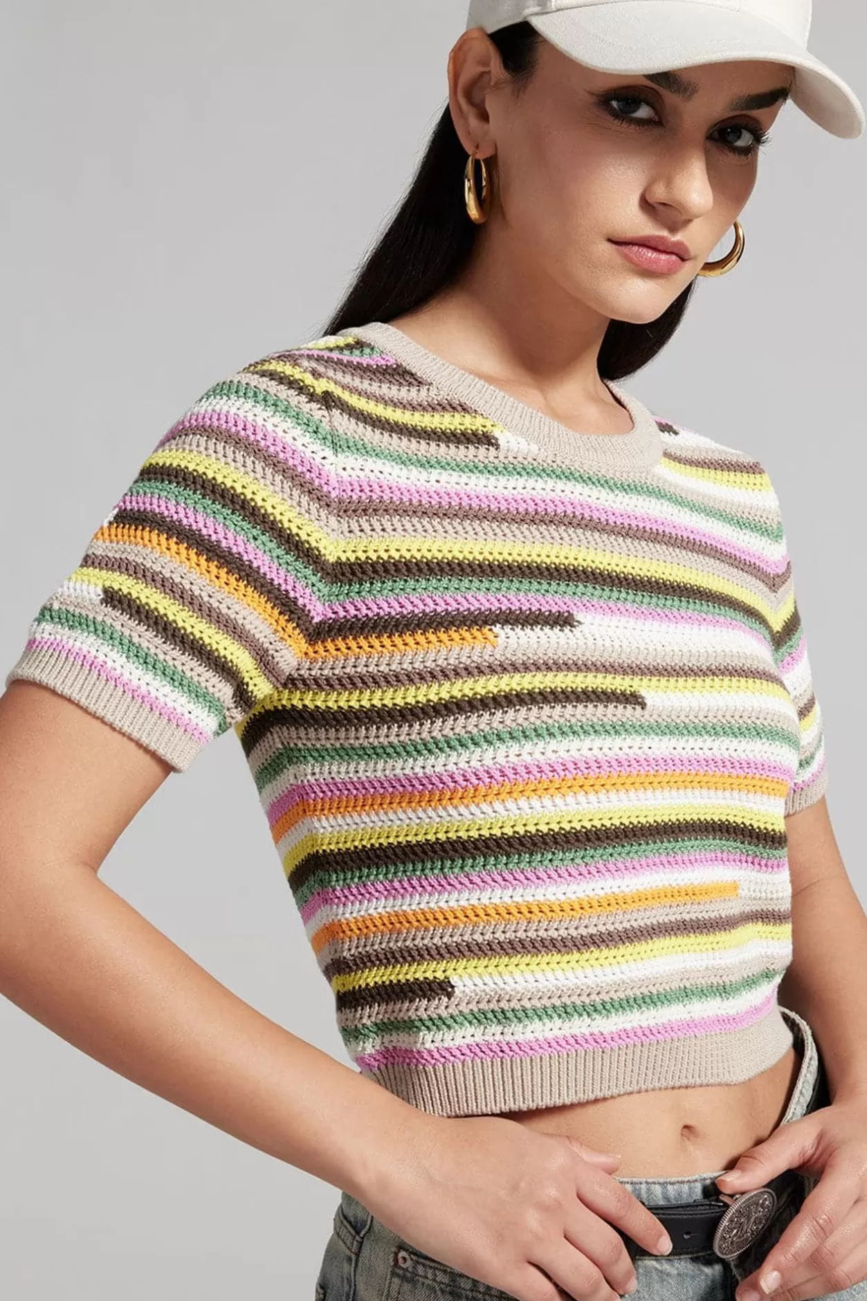 Miss Sixty Colourful Striped Knit Top Multicolour Sale