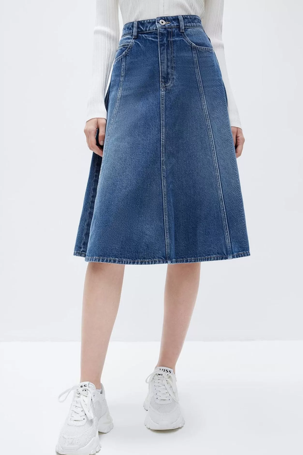 Miss Sixty Cotton High Waist Denim Skirt Middle Blue Cheap