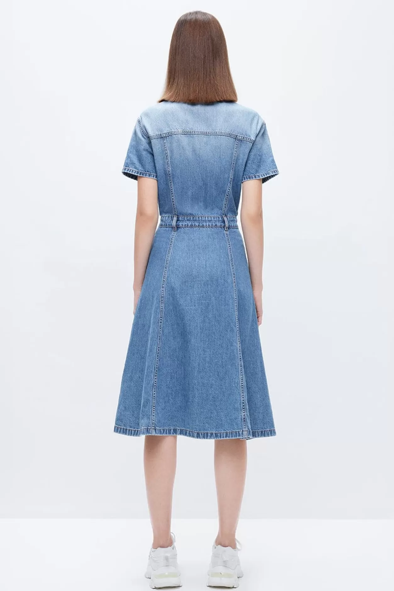 Miss Sixty Cotton Short Sleeves Denim Dress Deep Blue Flash Sale