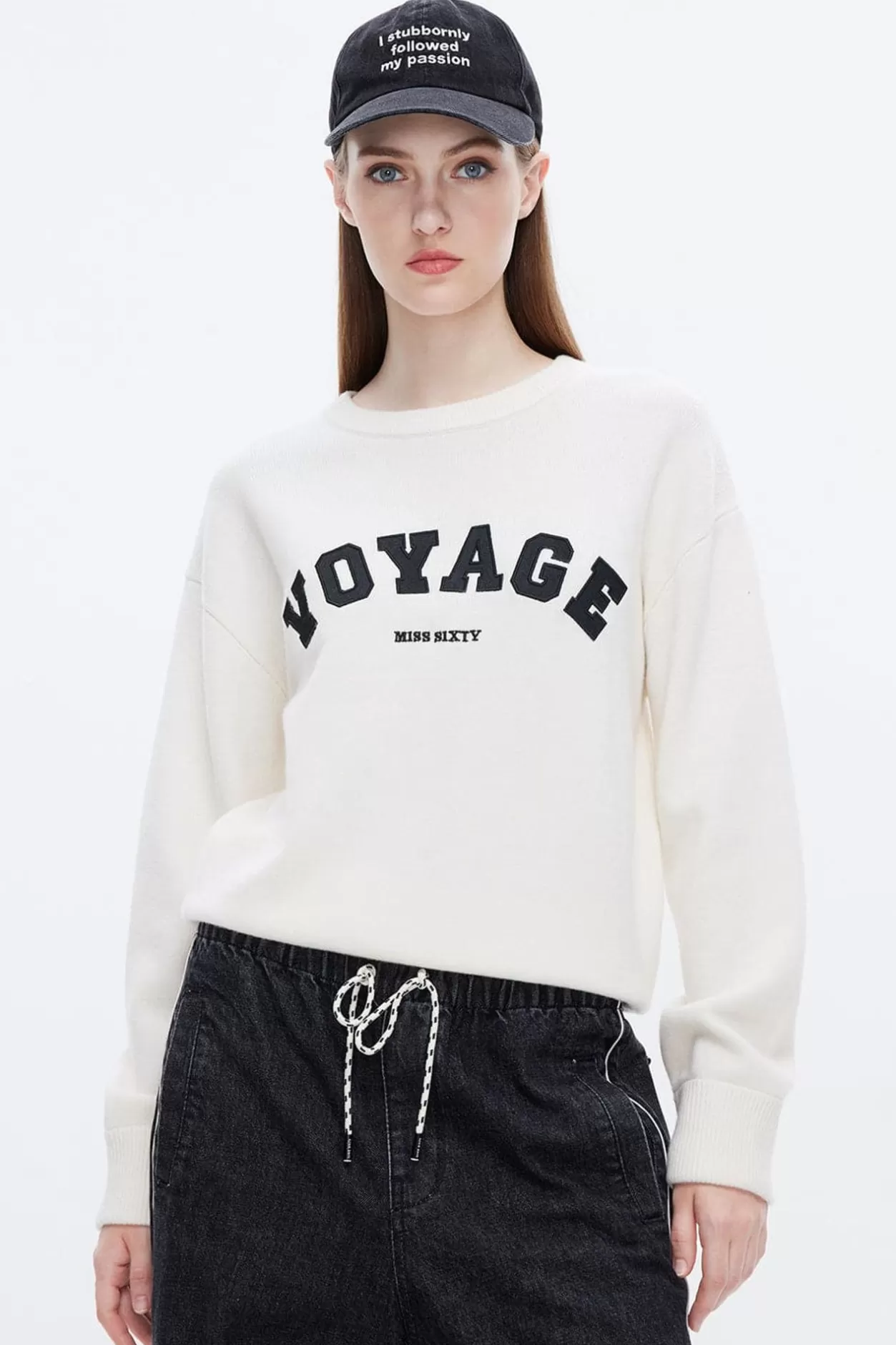 Miss Sixty Crew Neck Alphabet Print Wool Knit Wear White Flash Sale