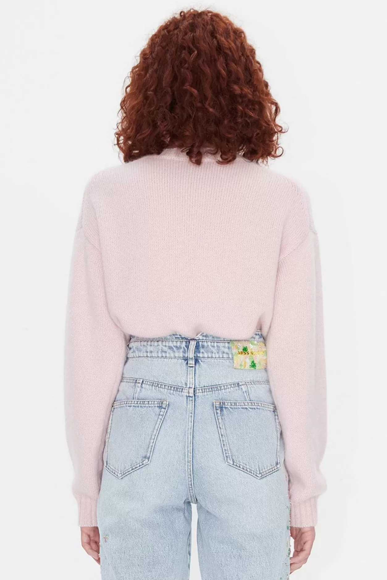 Miss Sixty Crew Neck Beaded Embroideredsweater Baby Pink Flash Sale