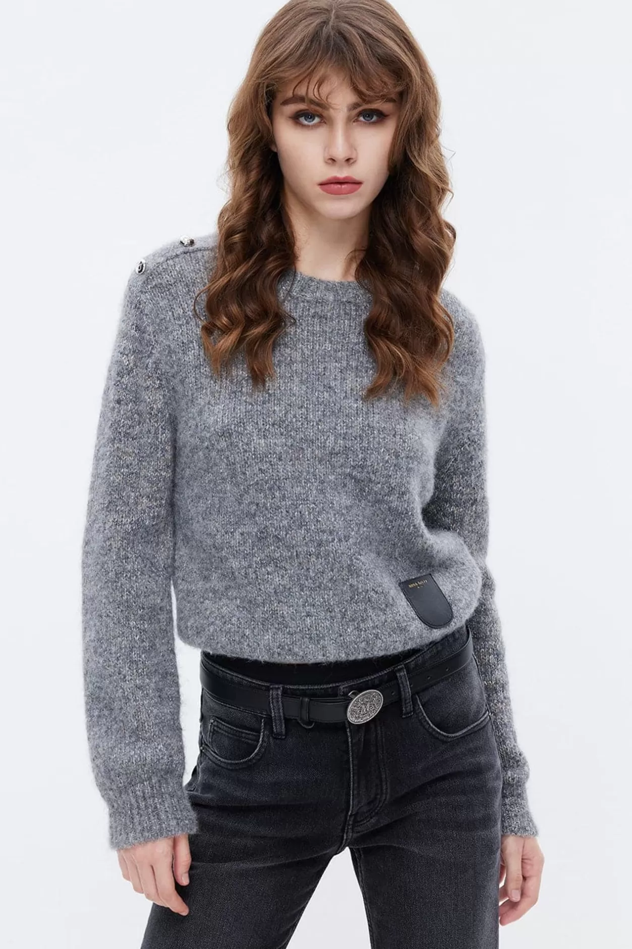 Miss Sixty Crew Neck Retro Wool Sweater Heather Grey Store