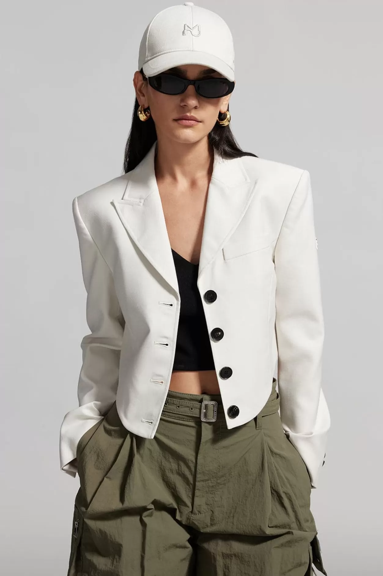 Miss Sixty Cropped Jacket With Suit Collar And Shoulder Pads Sale