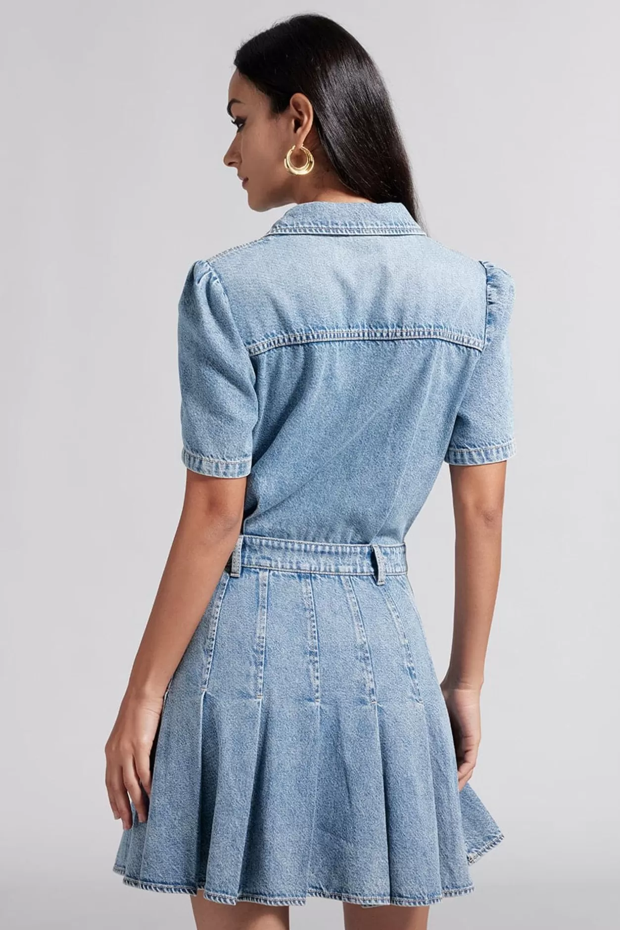 Miss Sixty Denim Pleated Dress Middle Blue Outlet