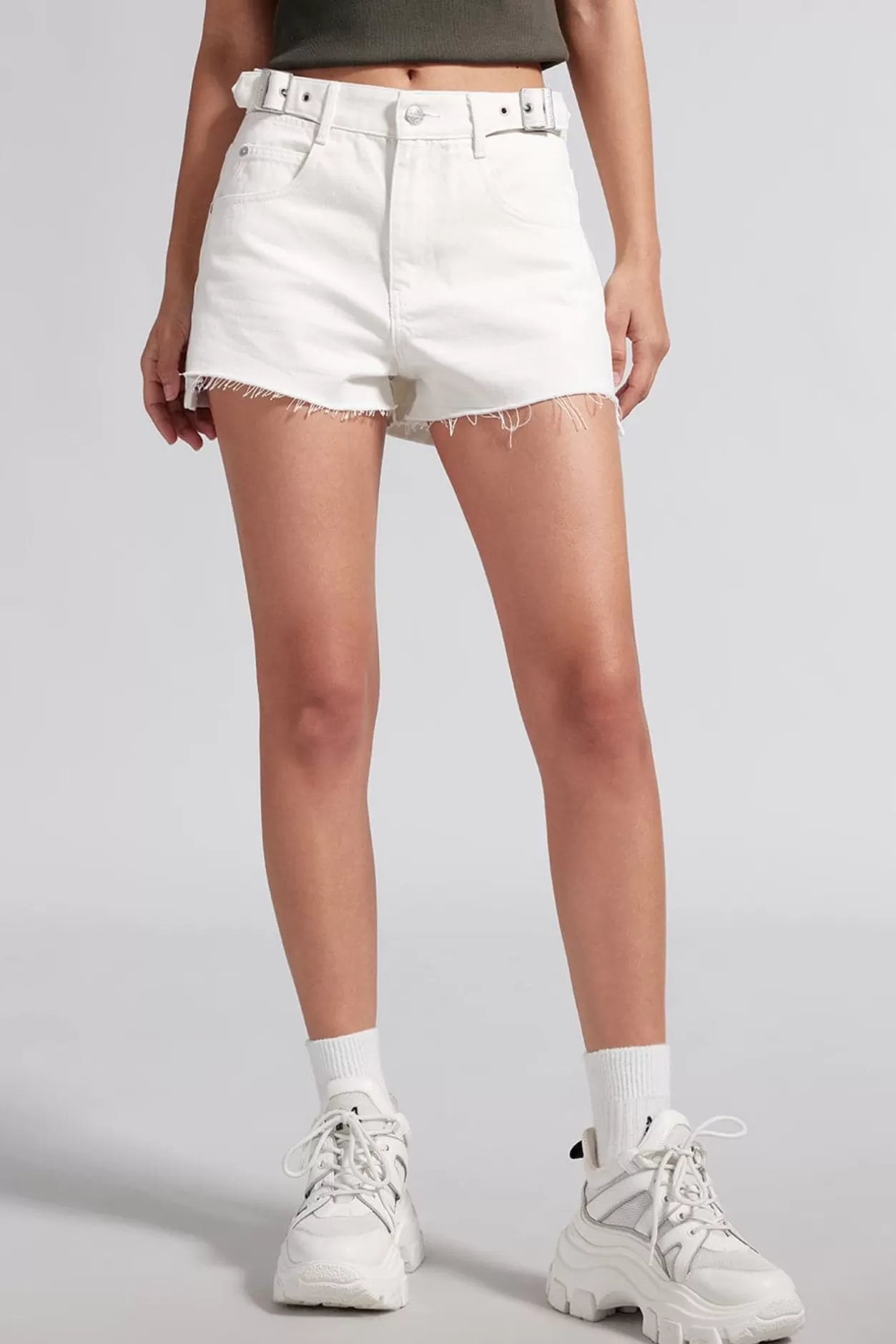 Miss Sixty Denim Shorts With Cut Out Waist Design White Sale