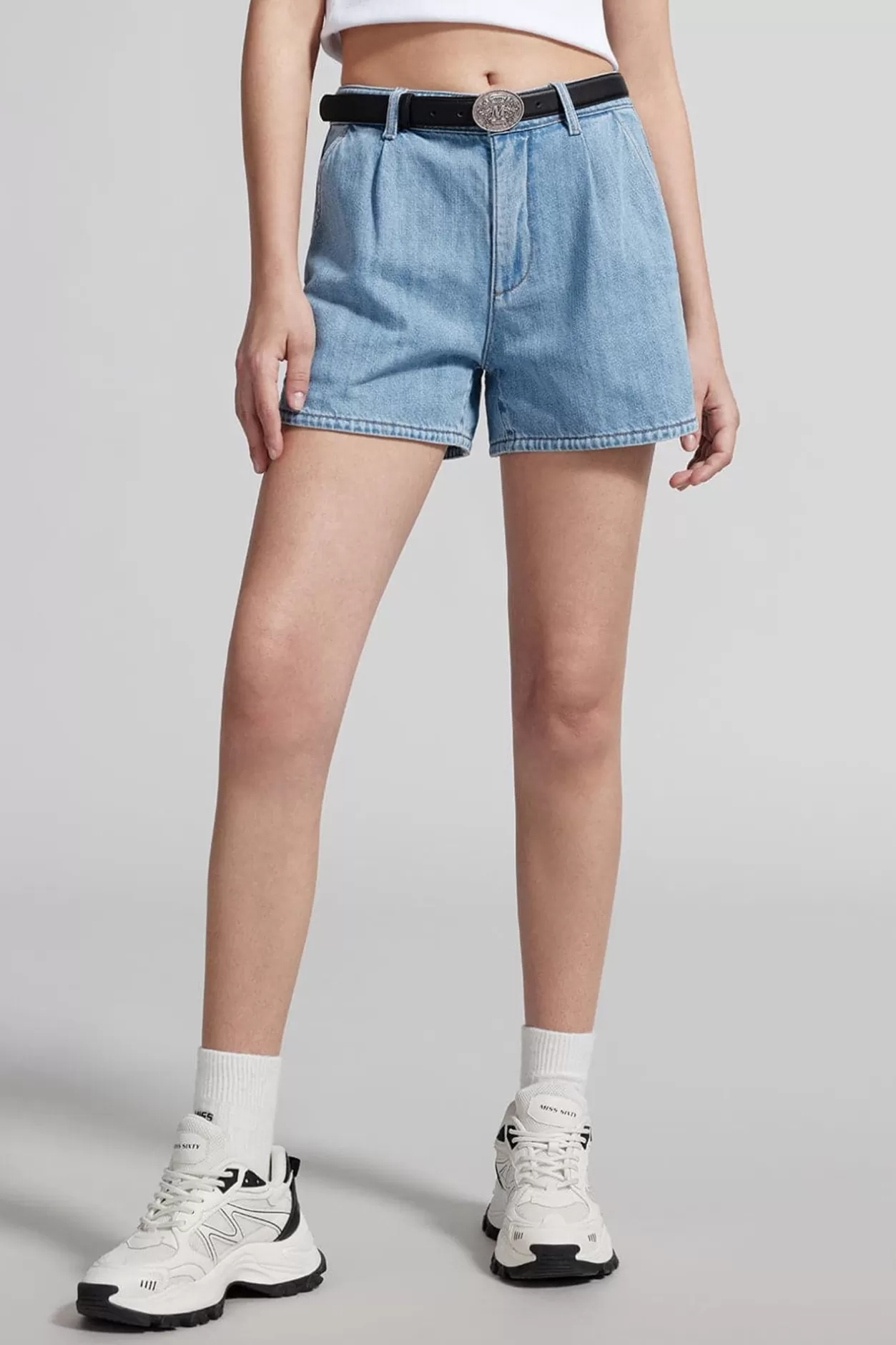 Miss Sixty Denim Shorts With Tencel Light Blue Outlet