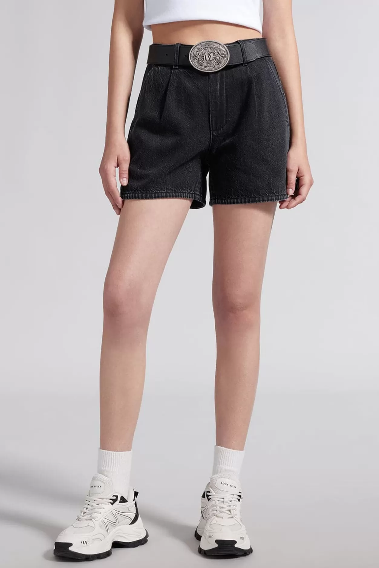 Miss Sixty Denim Shorts With Tencel Black Fog Hot