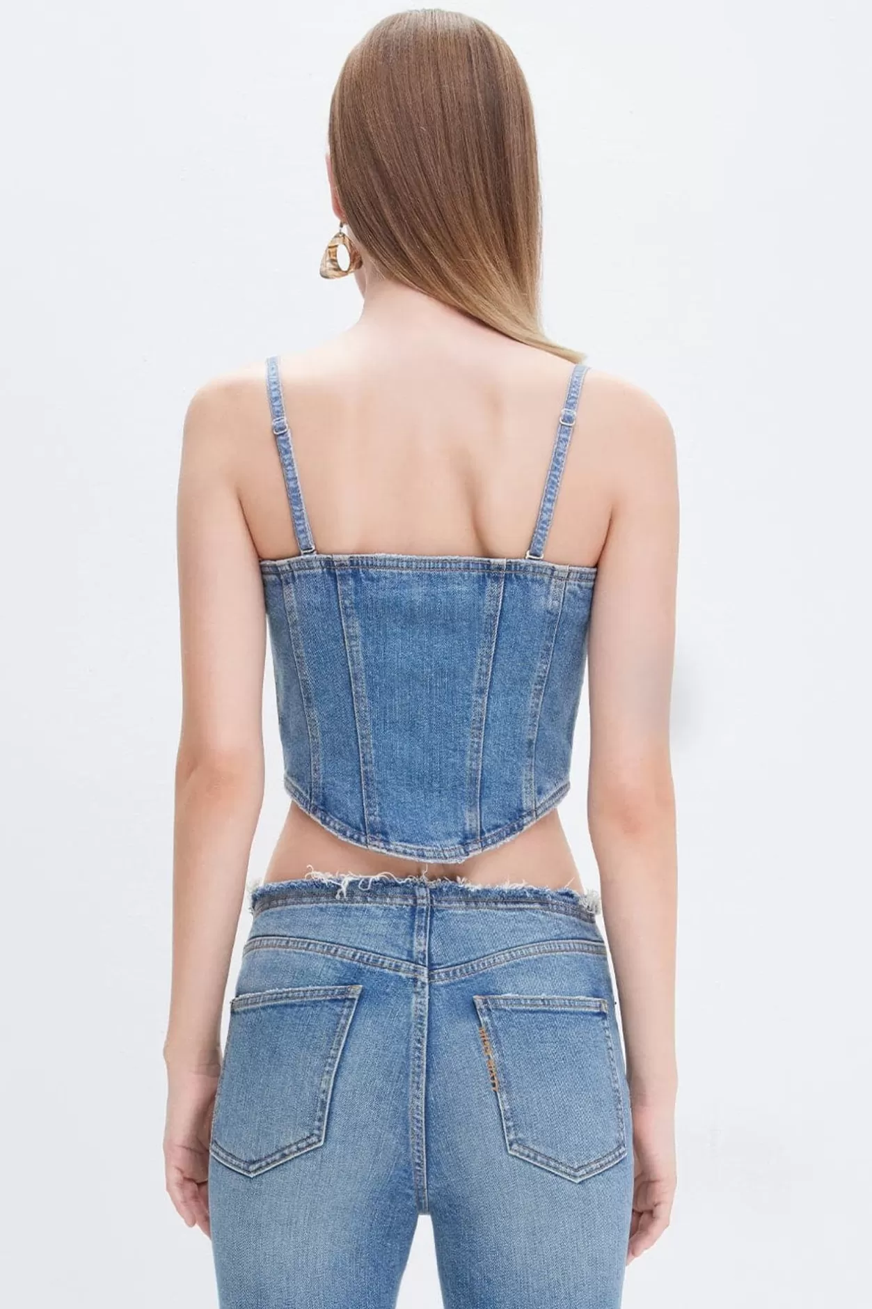 Miss Sixty Detachable Denim Vest With Silk Middle Blue Hot