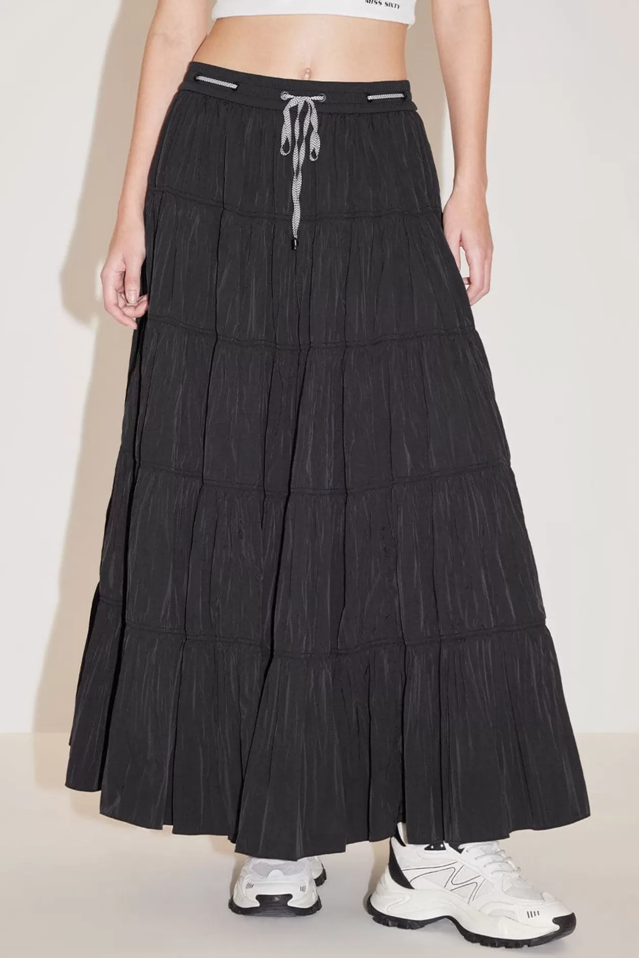 Miss Sixty Elastic Waist Paneled Skirt Black Outlet