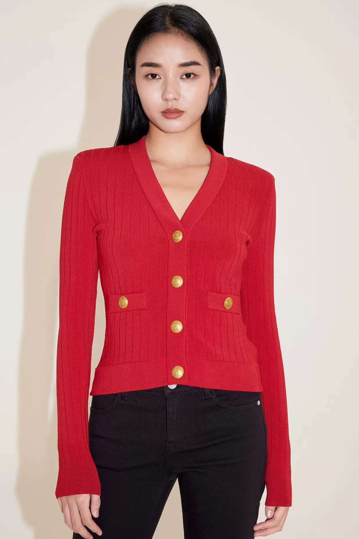 Miss Sixty Elegance V-Neck Slim Fit Cardigan Bright Red Shop