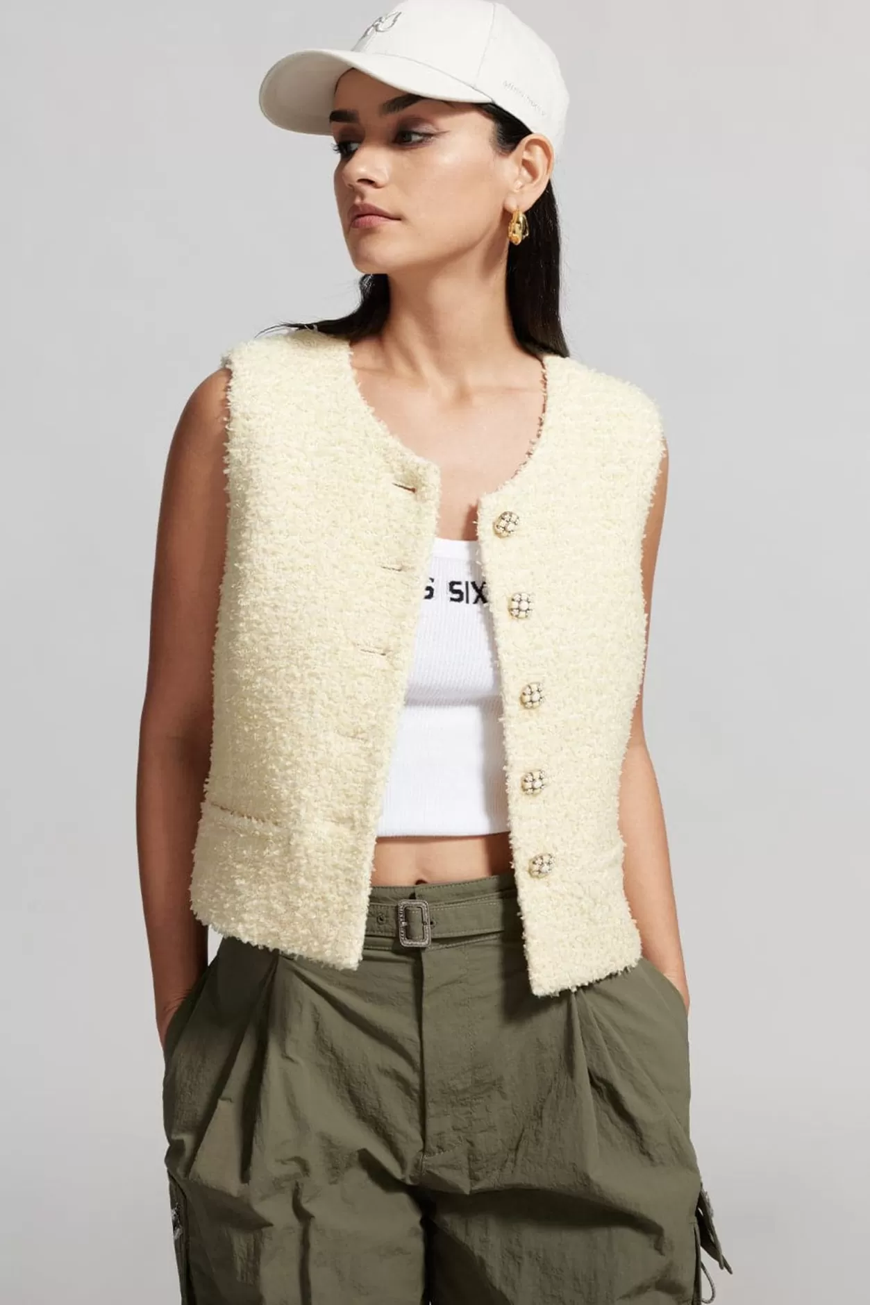 Miss Sixty Elegant Stylish Woolen Vest Yellow Cheap