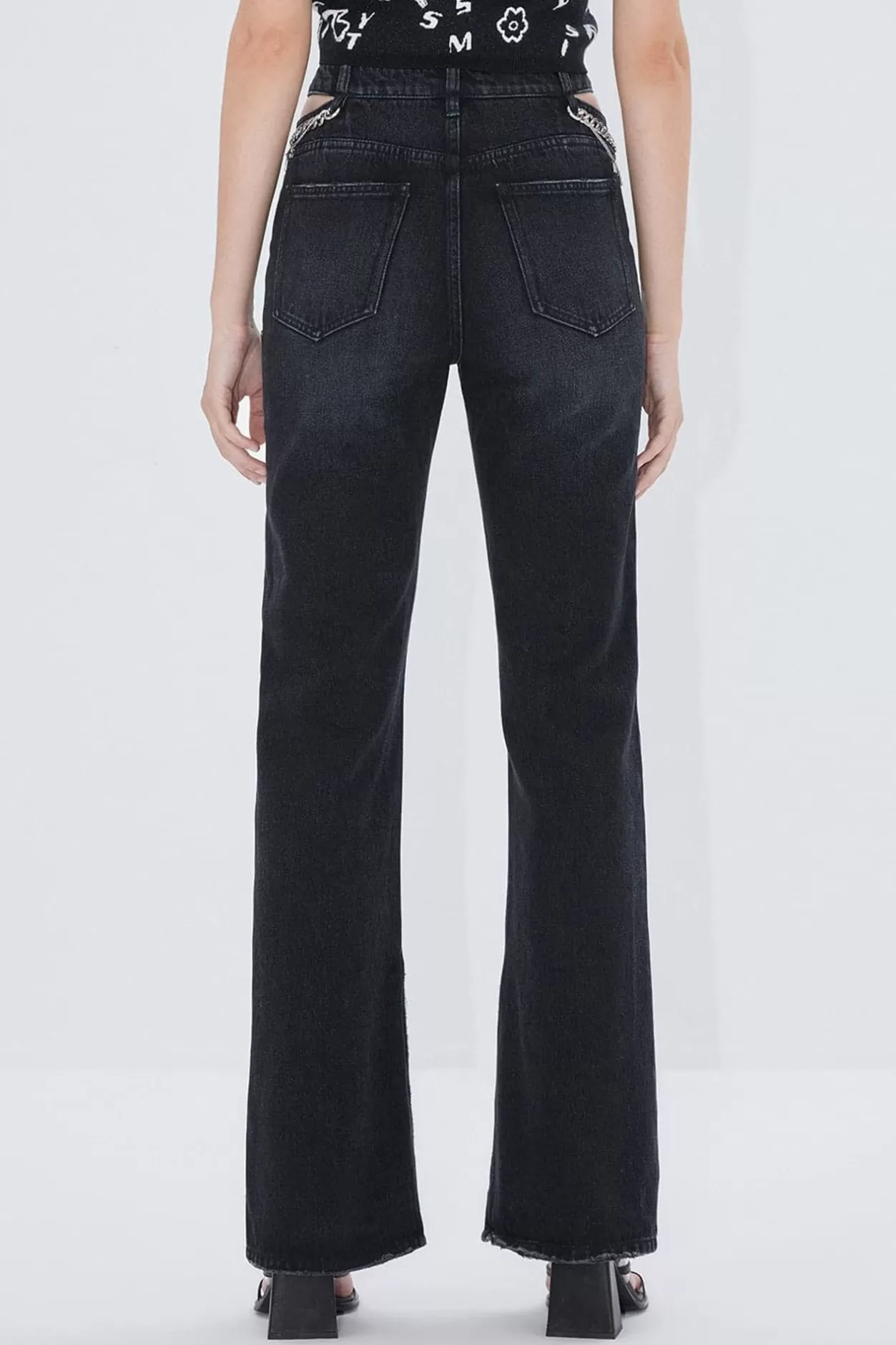 Miss Sixty Flared Jeans With Split Hem Black Hot