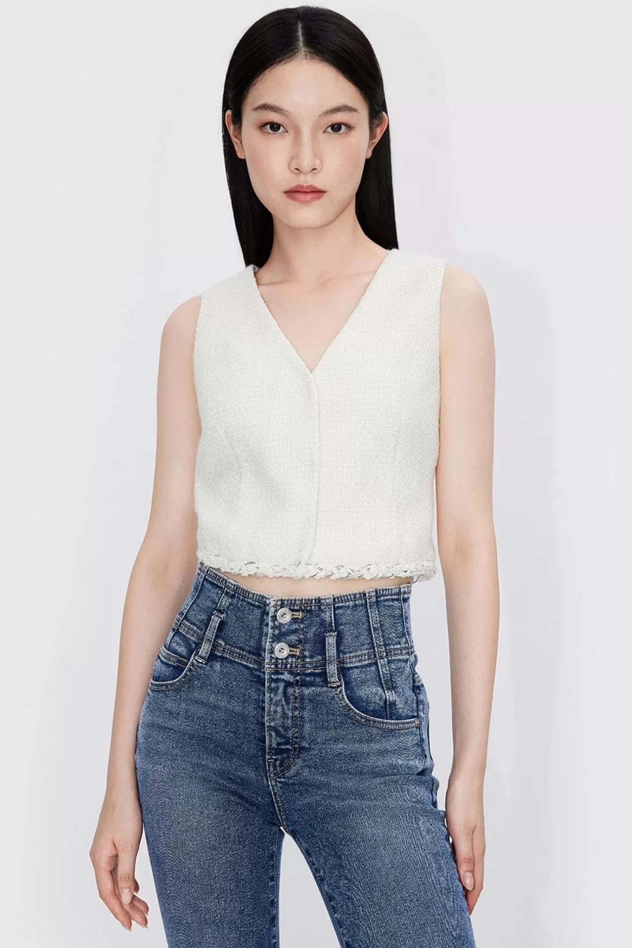 Miss Sixty Forbidden City Culture Development Tweed Cropped Vest Off White Store