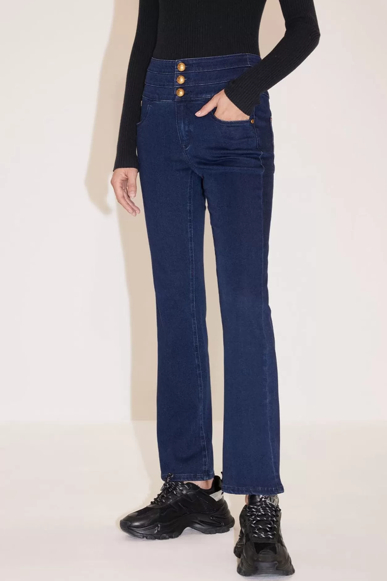 Miss Sixty High Rise Flared Cropped Jeans Dark Blue Hot