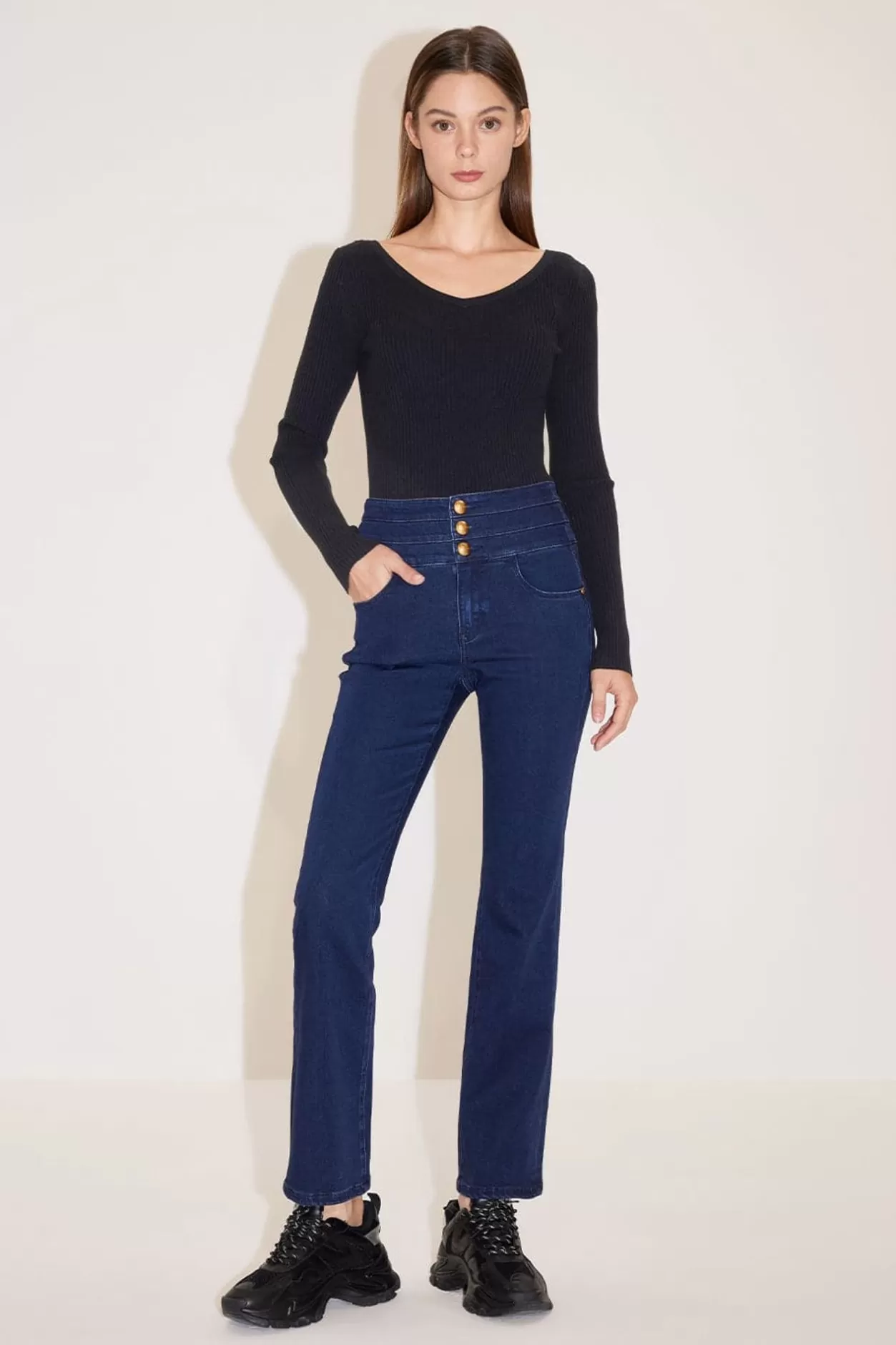 Miss Sixty High Rise Flared Cropped Jeans Dark Blue Hot