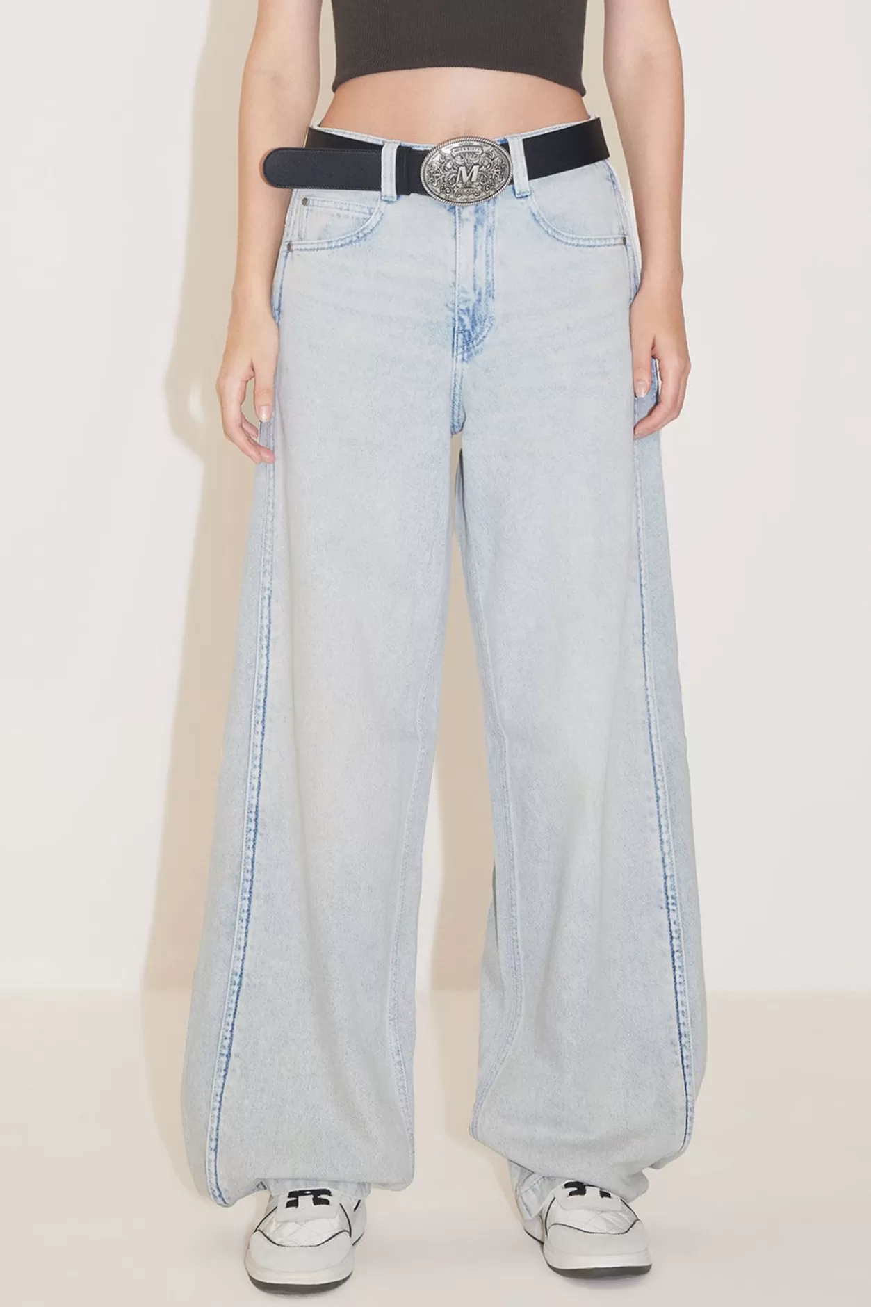 Miss Sixty High Waist Adjustble Wide Leg Jeans Light Blue Flash Sale