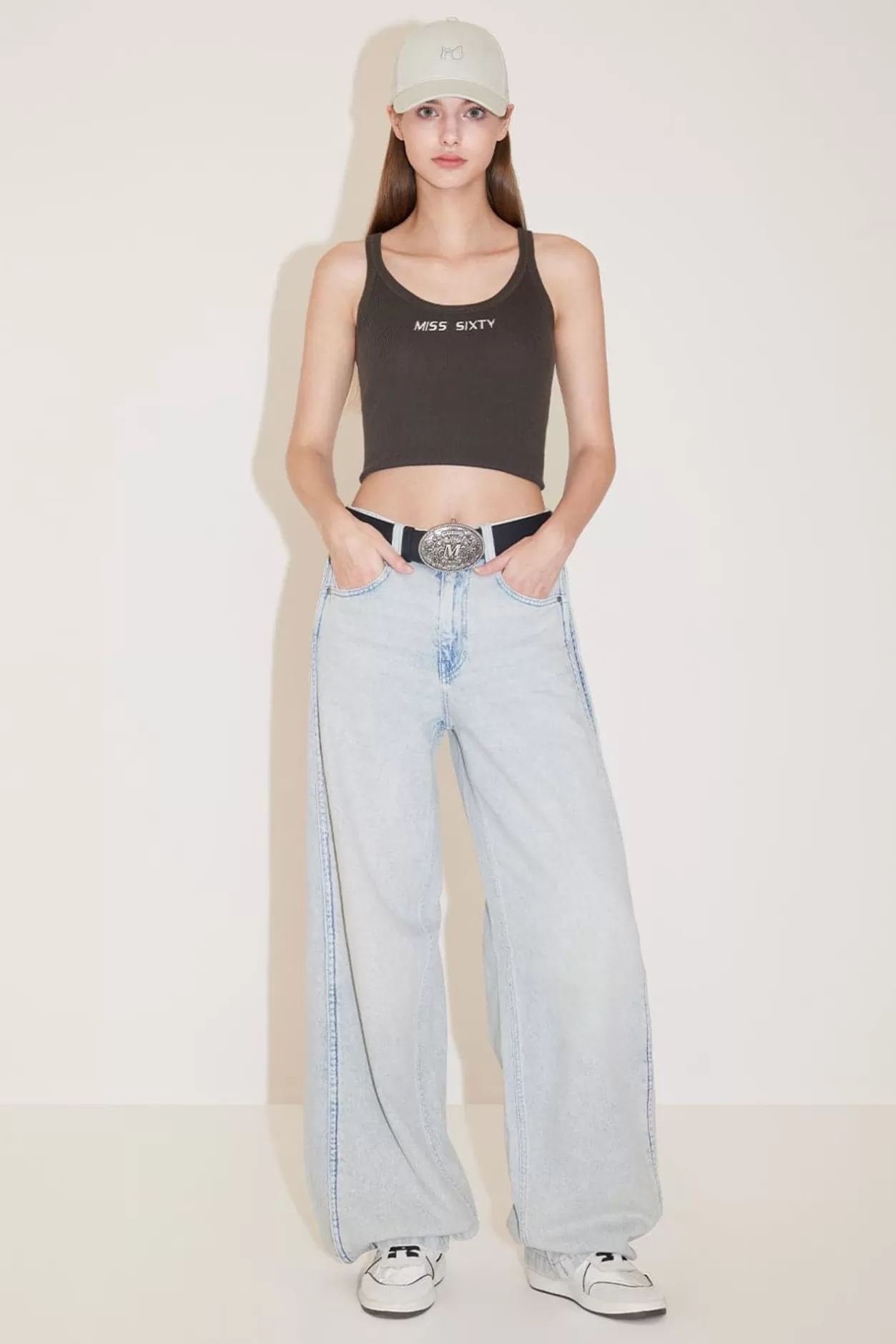 Miss Sixty High Waist Adjustble Wide Leg Jeans Light Blue Flash Sale