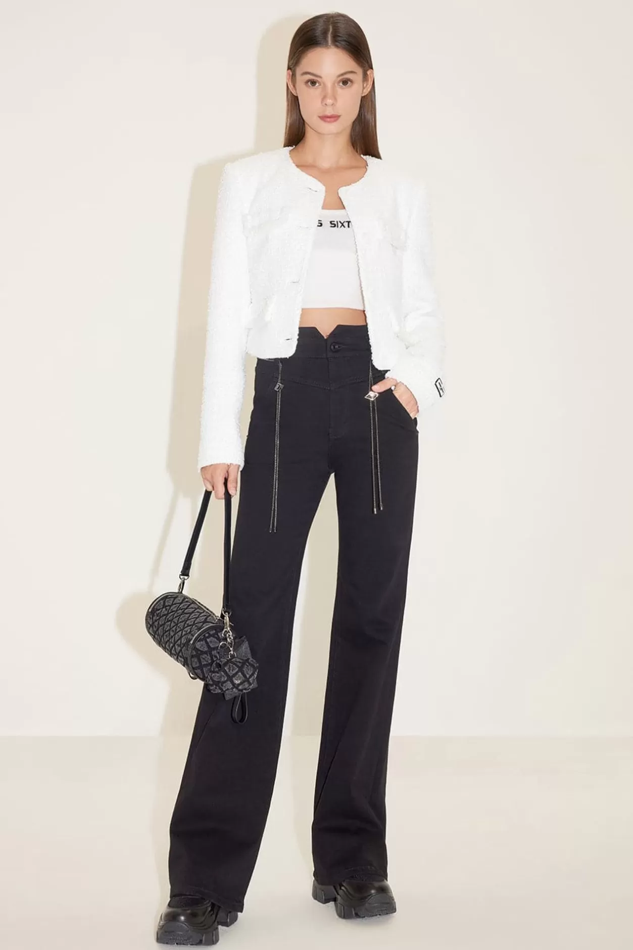 Miss Sixty High Waist Flare Jeans With Waist Chain Black Best