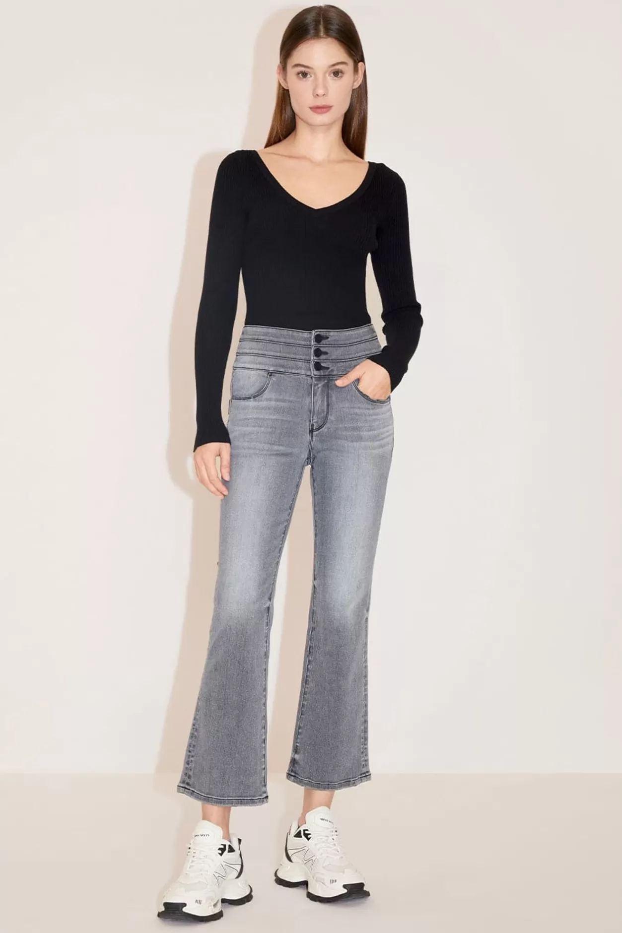 Miss Sixty High Waist Flared Jeans Light Grey Online