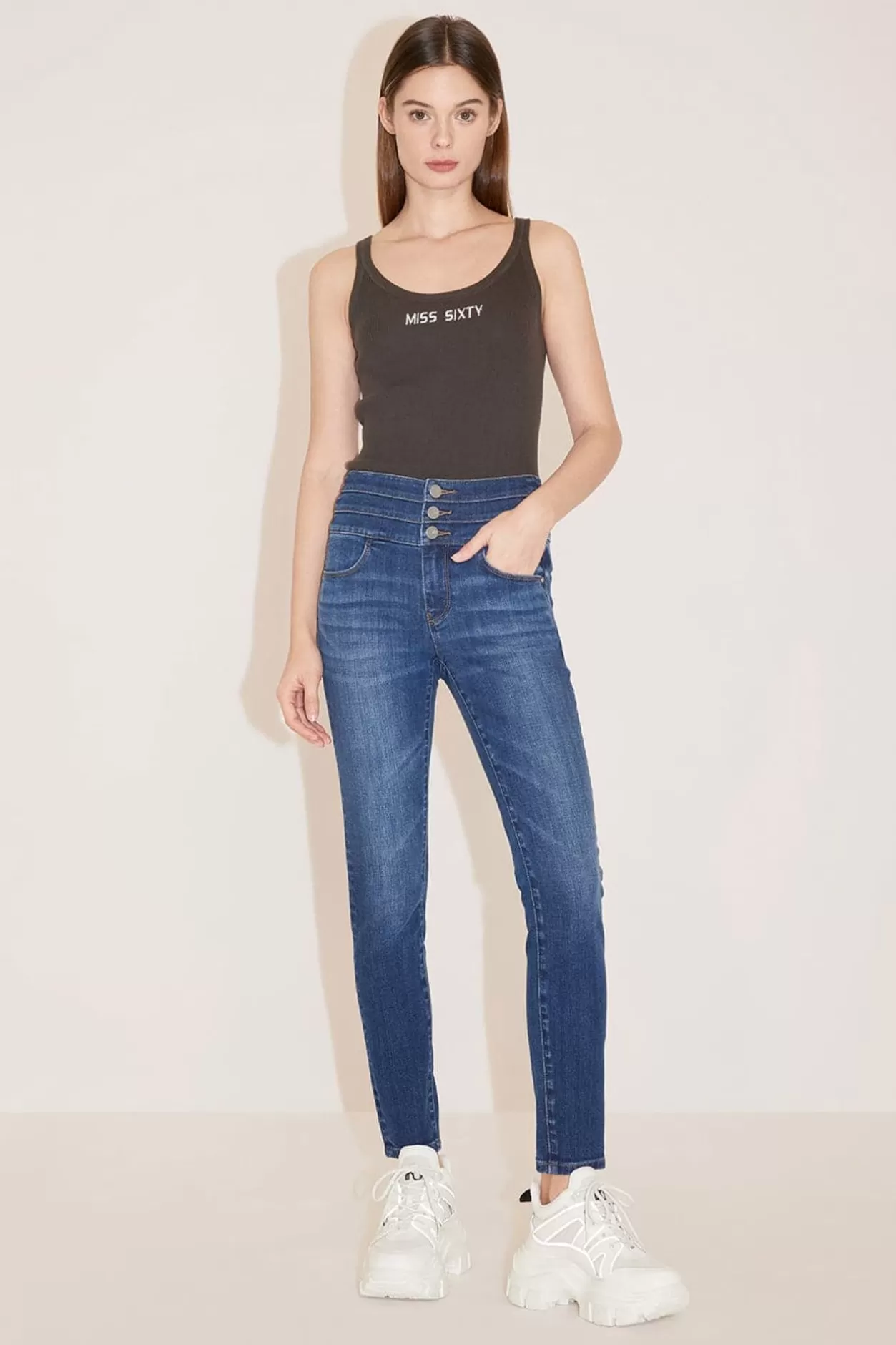 Miss Sixty High Waist Jeans Dark Blue Sale