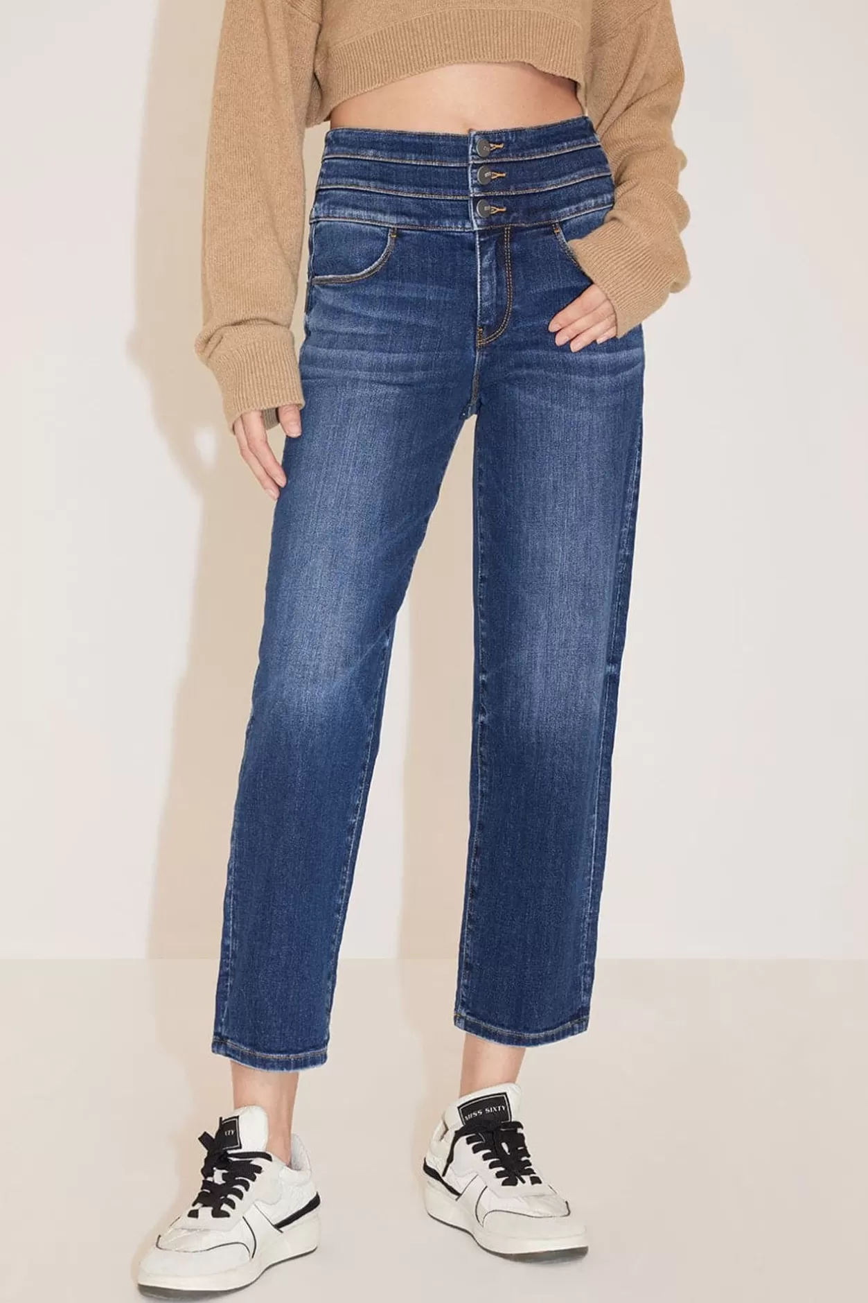 Miss Sixty High Waist Navy Blue Straight Fit Jeans Dark Blue Online