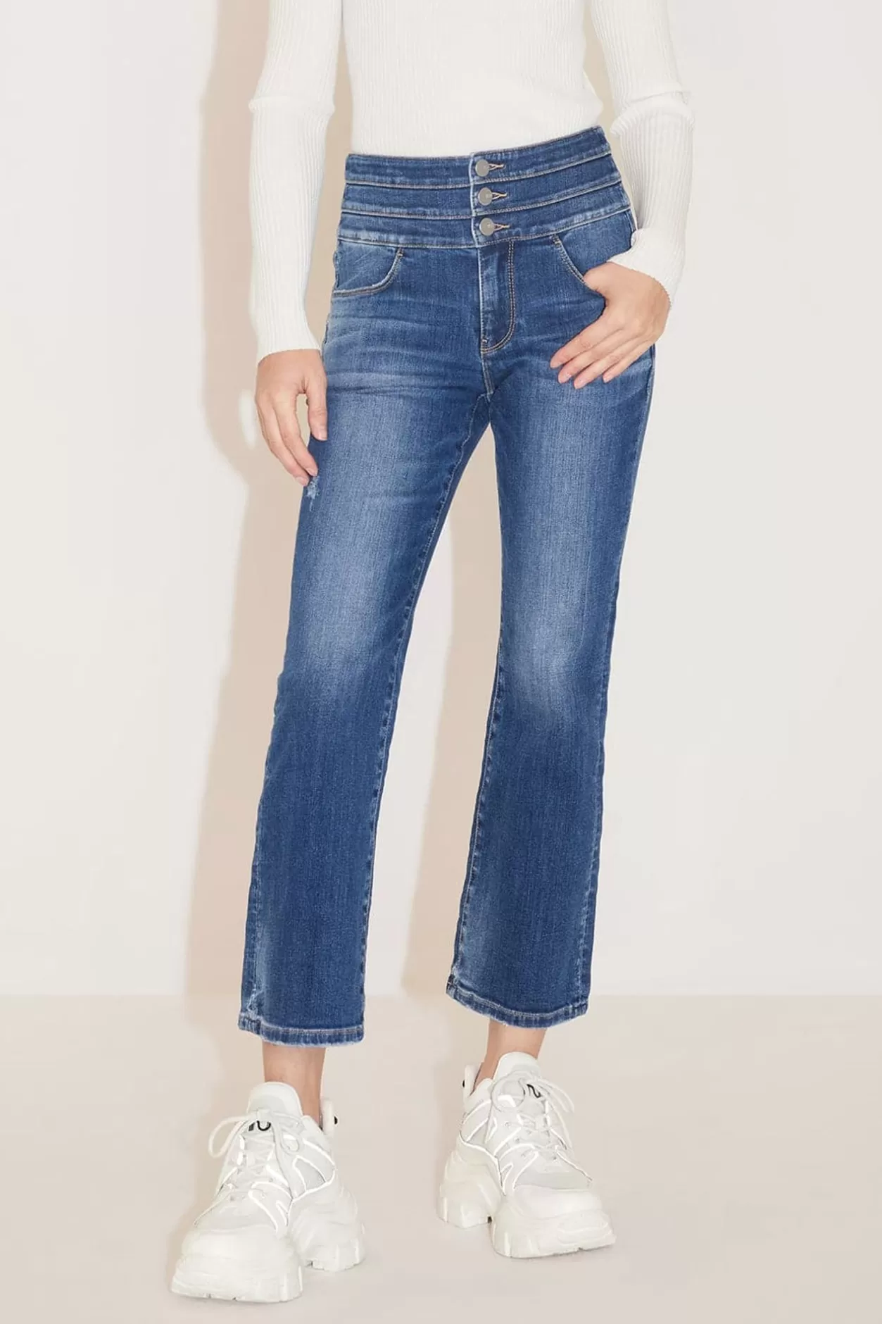 Miss Sixty High Waist Ripped Flared Jeans Dark Blue Online