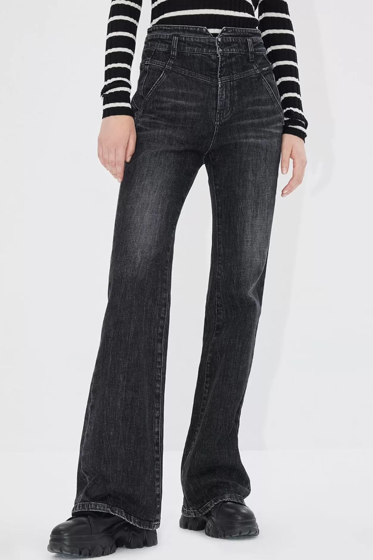 Miss Sixty High Waist Slight Flare Jeans Black Fog Cheap